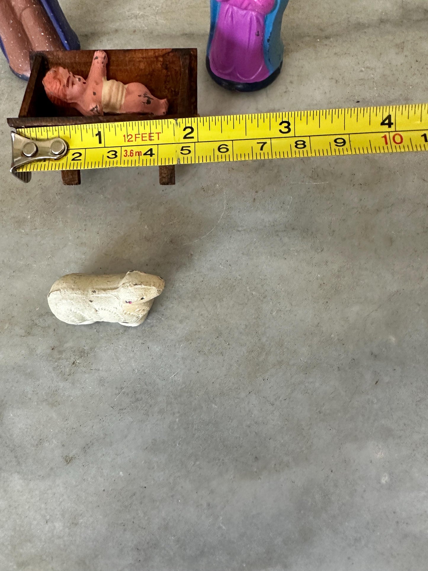 1960's JAPAN Mache Christmas Nativity - Mary Joseph Baby Jesus Lamb Manger