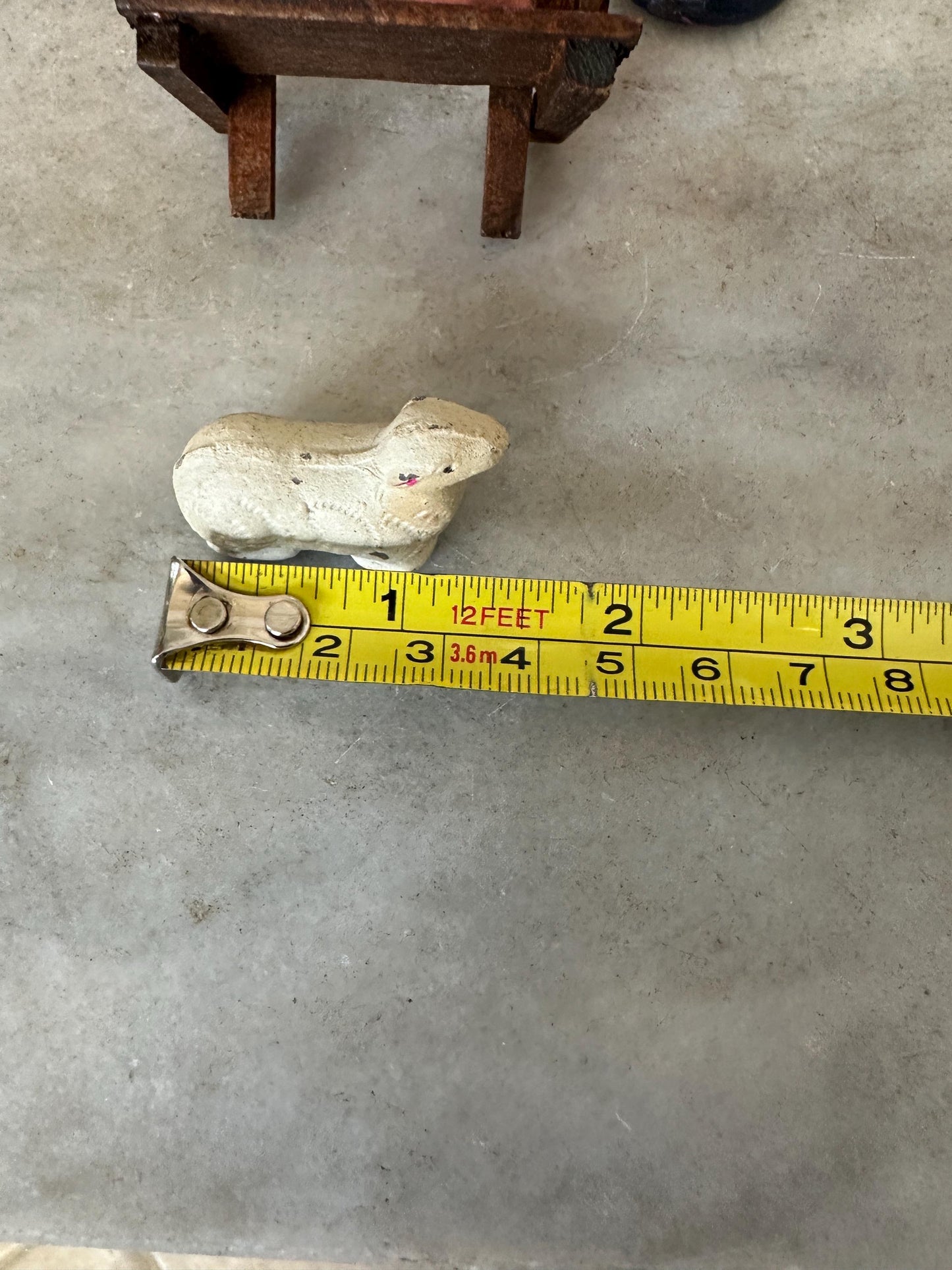 1960's JAPAN Mache Christmas Nativity - Mary Joseph Baby Jesus Lamb Manger