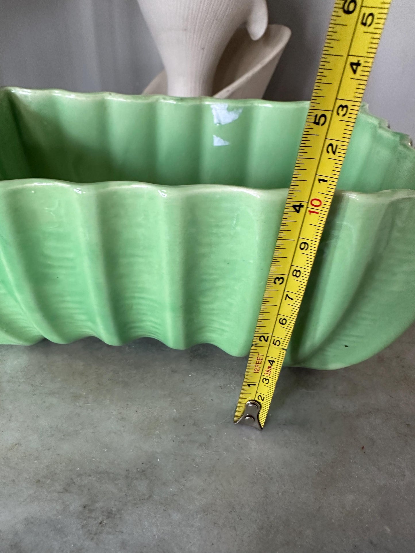 Vintage Cookson Pottery Rectangular Planter CP-3086, Vivid Green Mid Century