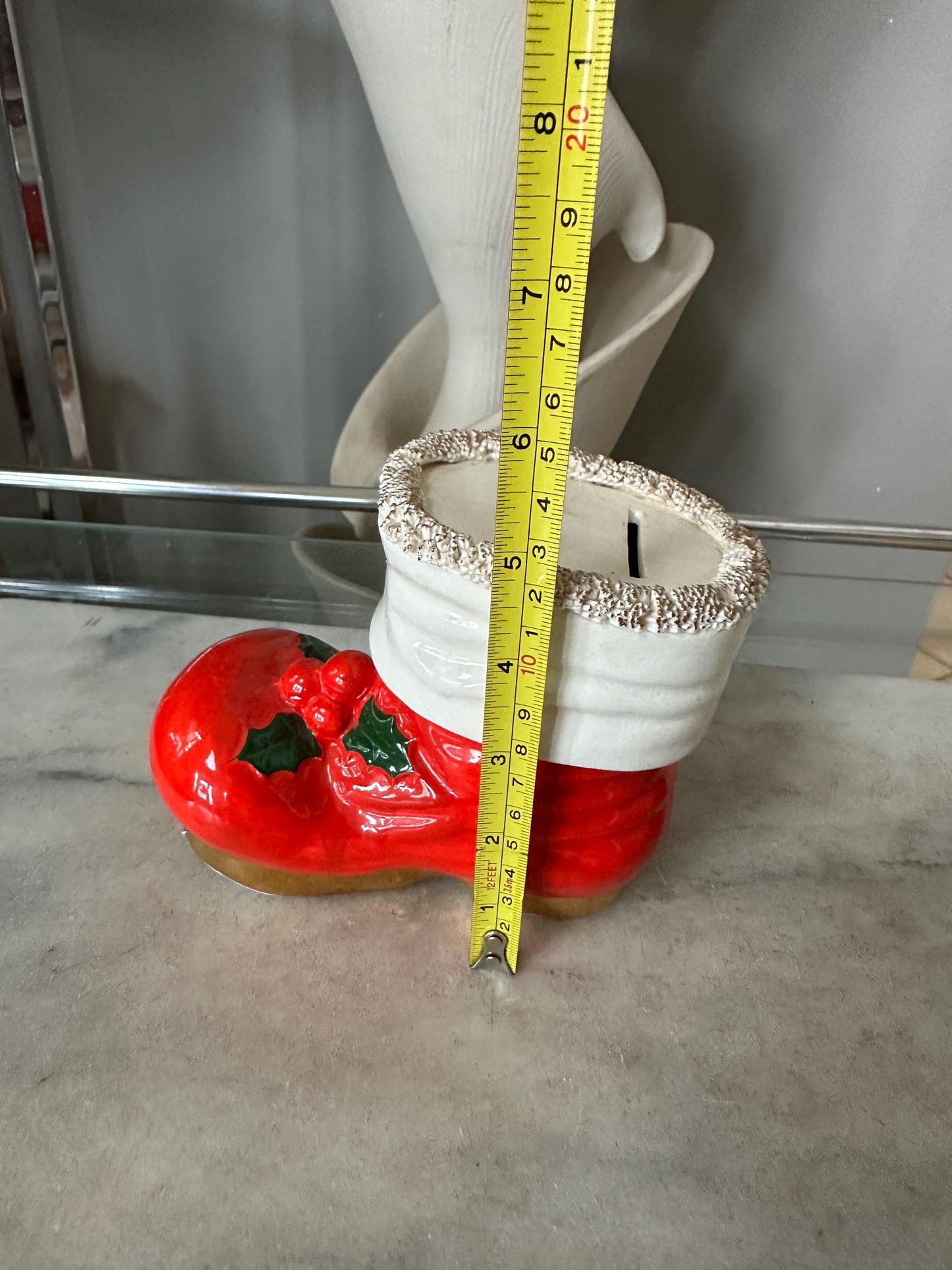 Vintage Ceramic Santa’s Boot Bank — Christmas Holiday Collectible, Kitschy Christmas, Retro Christmas