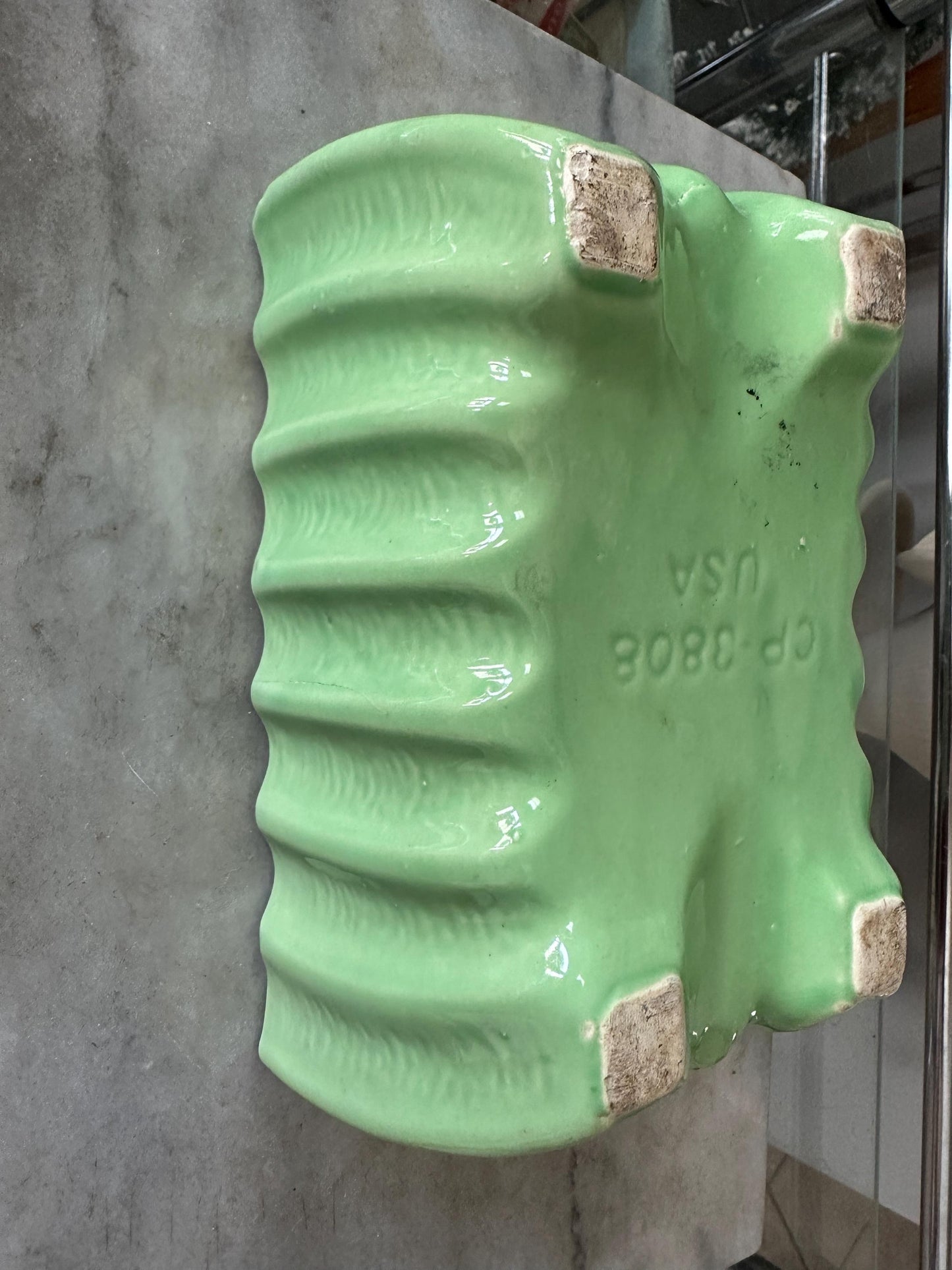 Vintage Cookson Pottery Rectangular Planter CP-3086, Vivid Green Mid Century