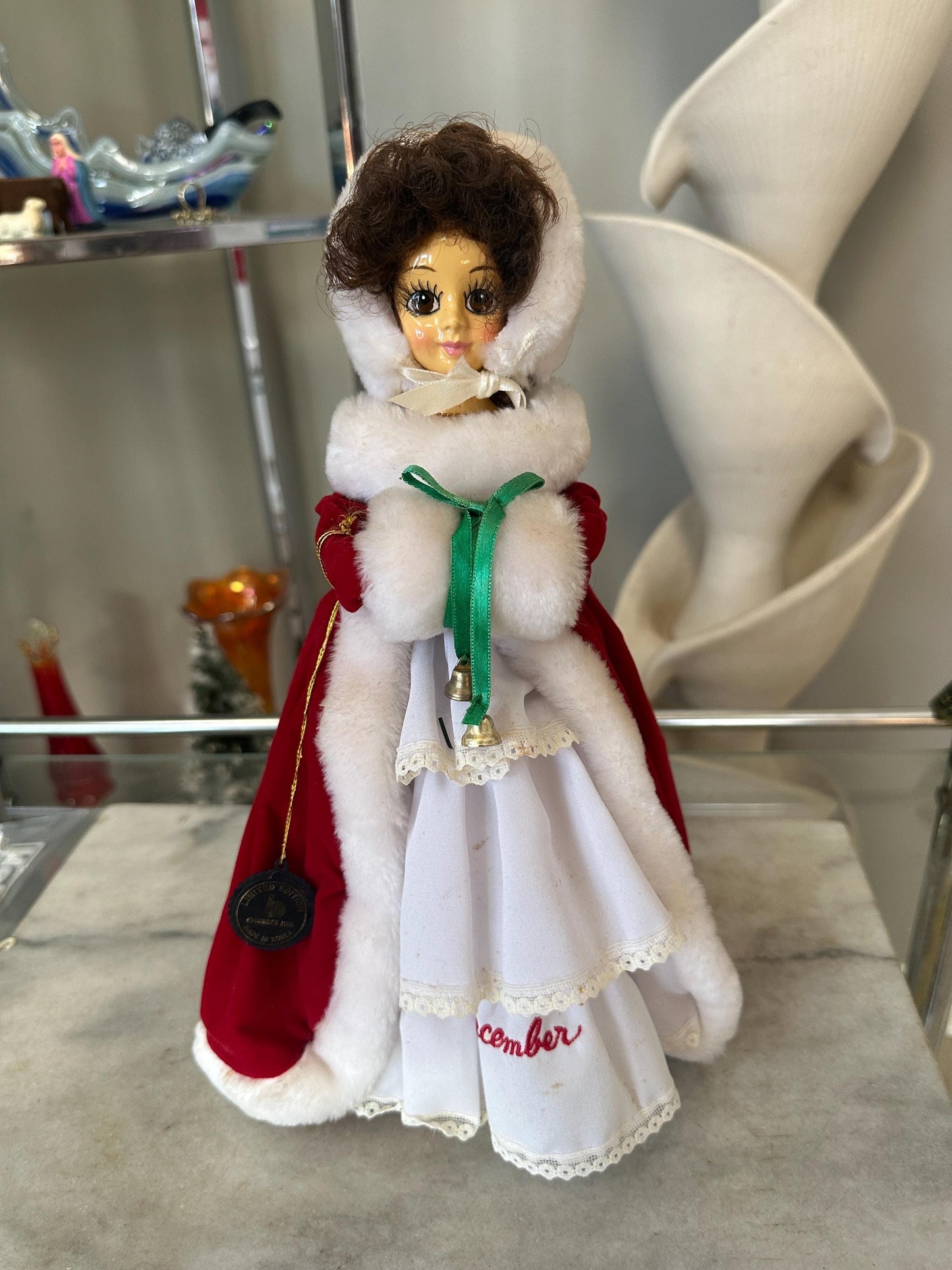 Christmas Brinn’s Musical Calendar Porcelain Doll - Miss December - Plays White Christmas