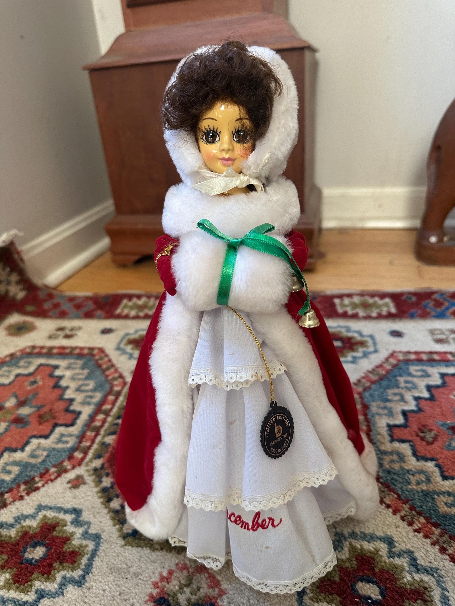 Christmas Brinn’s Musical Calendar Porcelain Doll - Miss December - Plays White Christmas