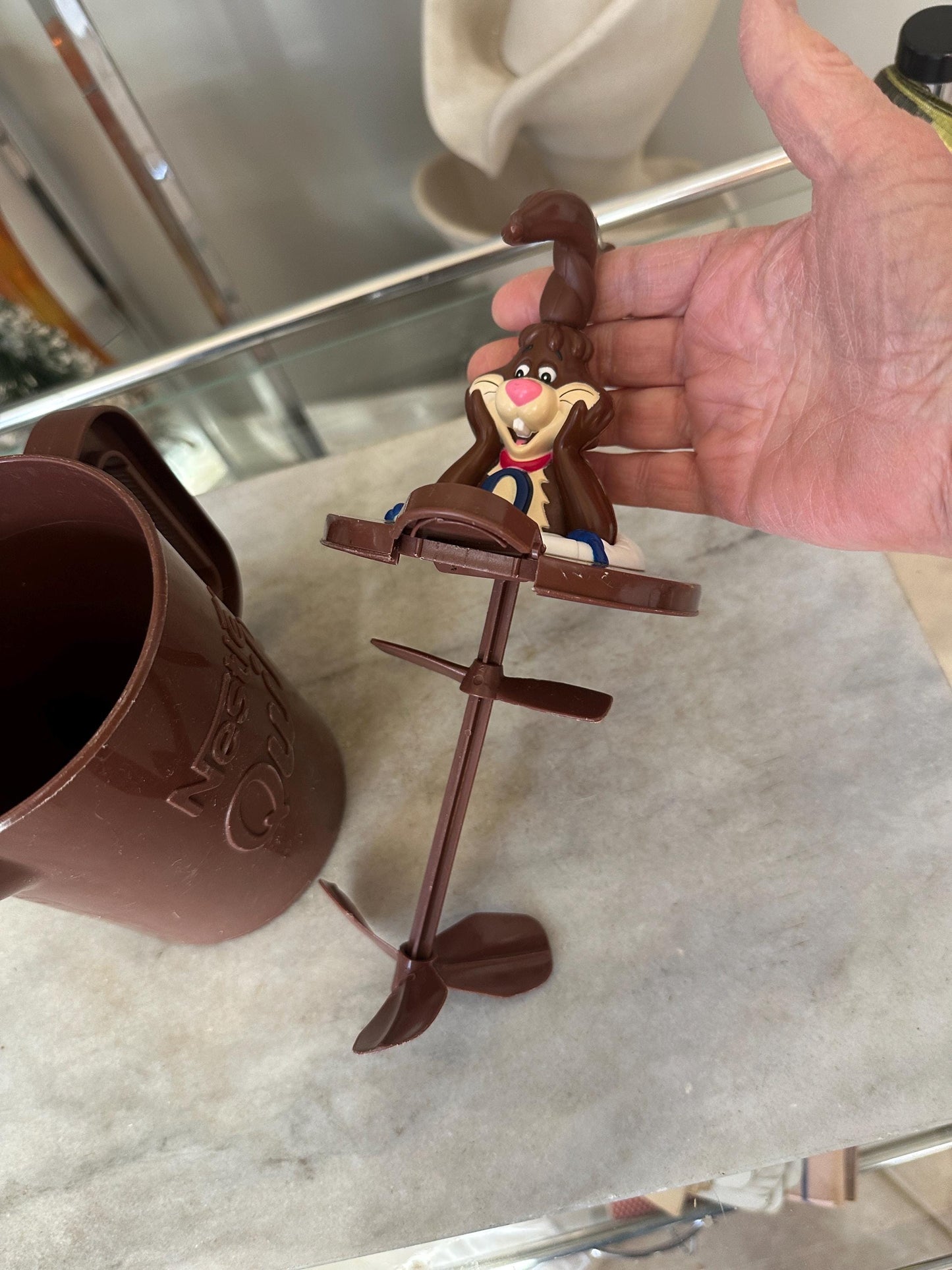 Vintage 1980s Nestlé Quik Bunny Pitcher with Mixing Straw – Promotional Chocolate Milk Mixer