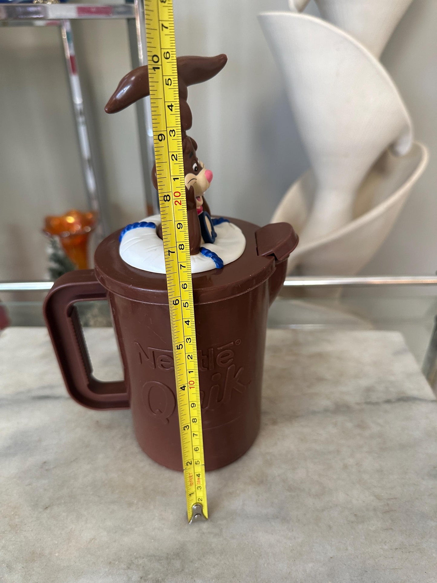 Vintage 1980s Nestlé Quik Bunny Pitcher with Mixing Straw – Promotional Chocolate Milk Mixer