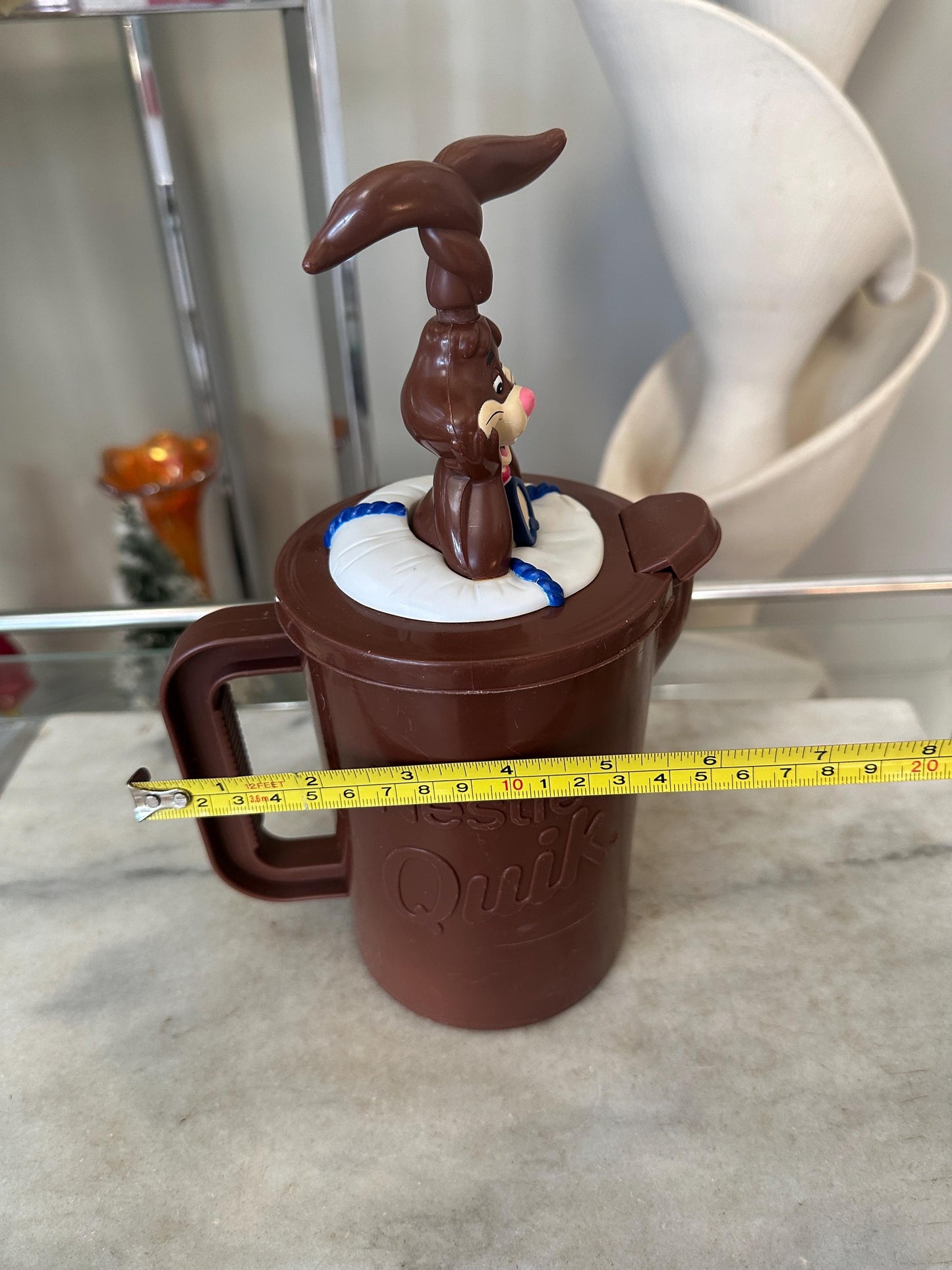 Vintage 1980s Nestlé Quik Bunny Pitcher with Mixing Straw – Promotional Chocolate Milk Mixer