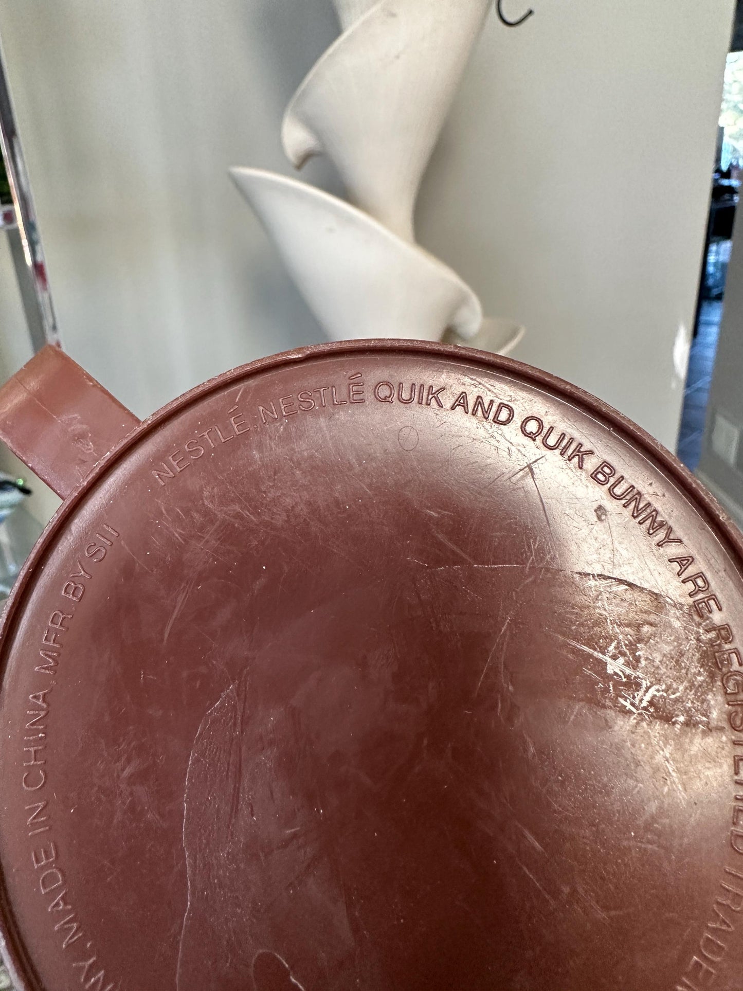 Vintage 1980s Nestlé Quik Bunny Pitcher with Mixing Straw – Promotional Chocolate Milk Mixer
