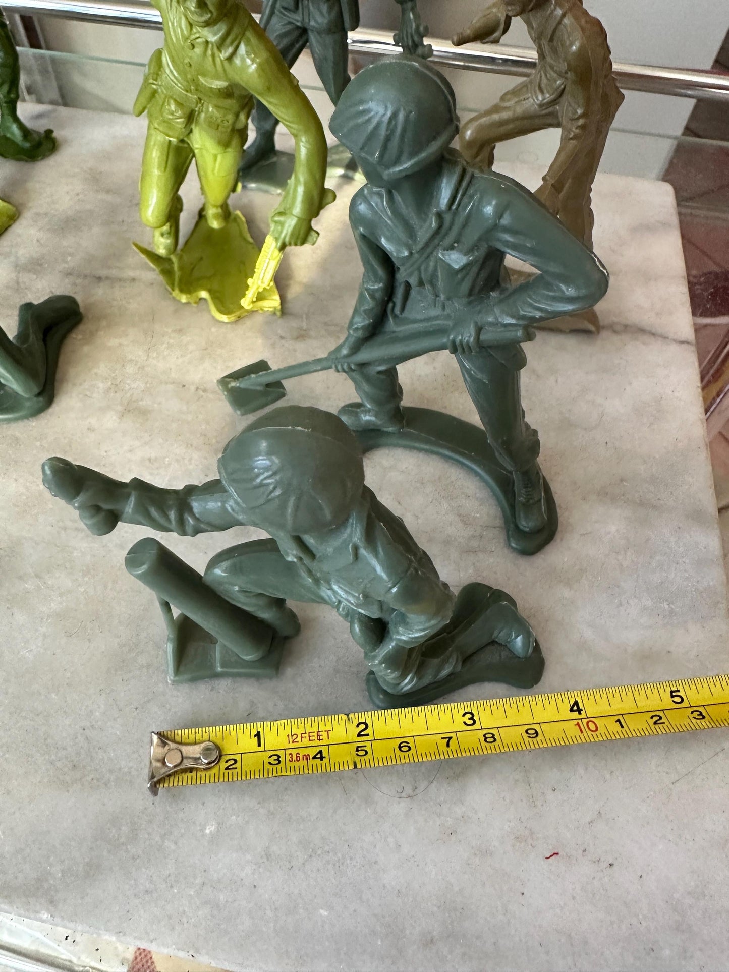Vintage Plastic Toy Soldiers Lot – 11 Large Figures – Includes 6 Tim-Mee 6” Soldiers – 1960s USA