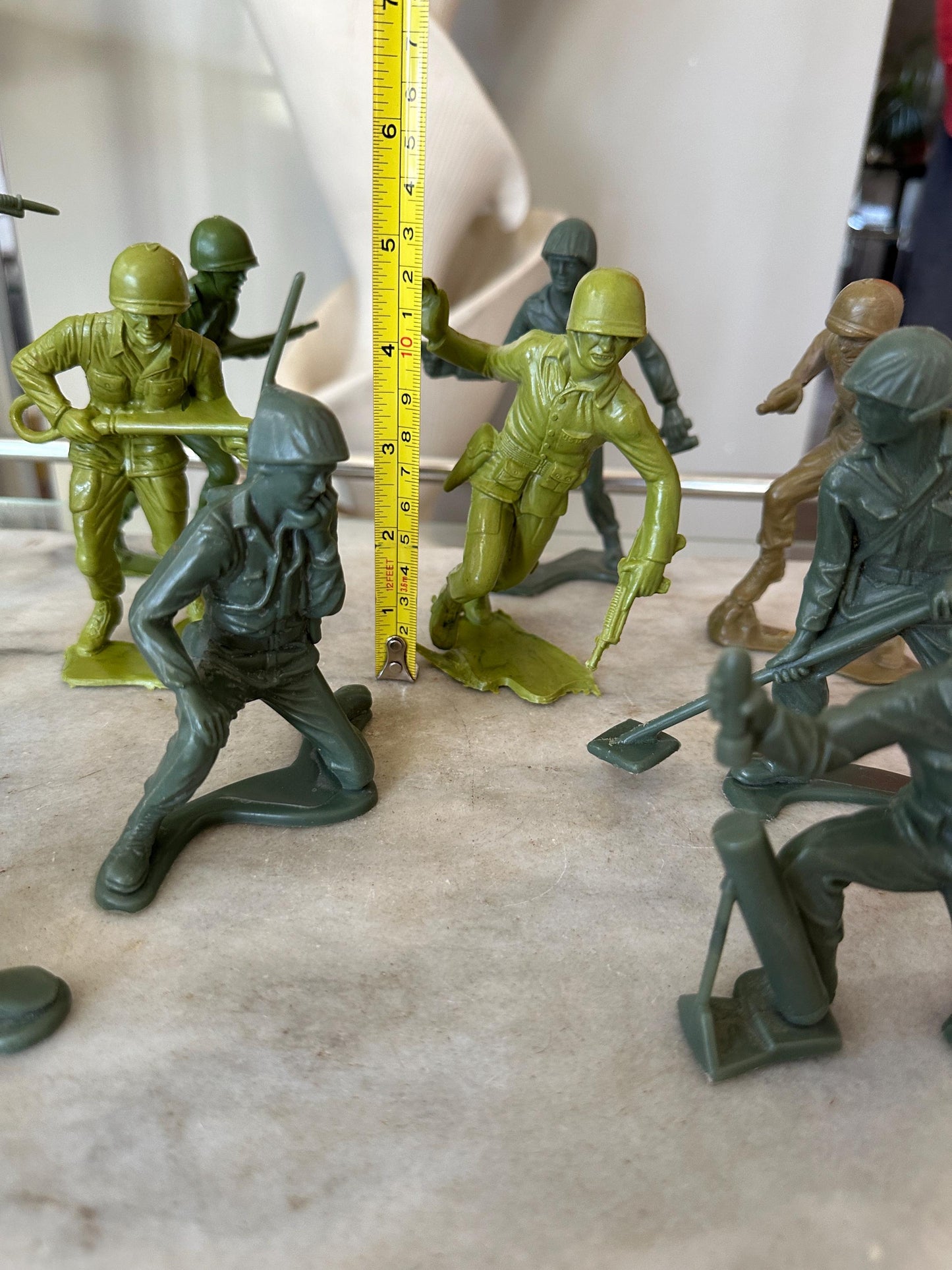 Vintage Plastic Toy Soldiers Lot – 11 Large Figures – Includes 6 Tim-Mee 6” Soldiers – 1960s USA