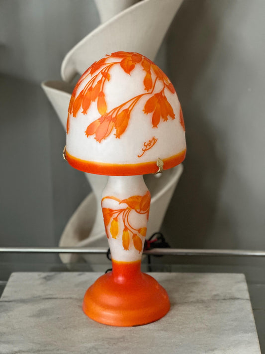 Emile Gallé–Style Art Nouveau Cut Cameo Glass Lamp – Reproduction