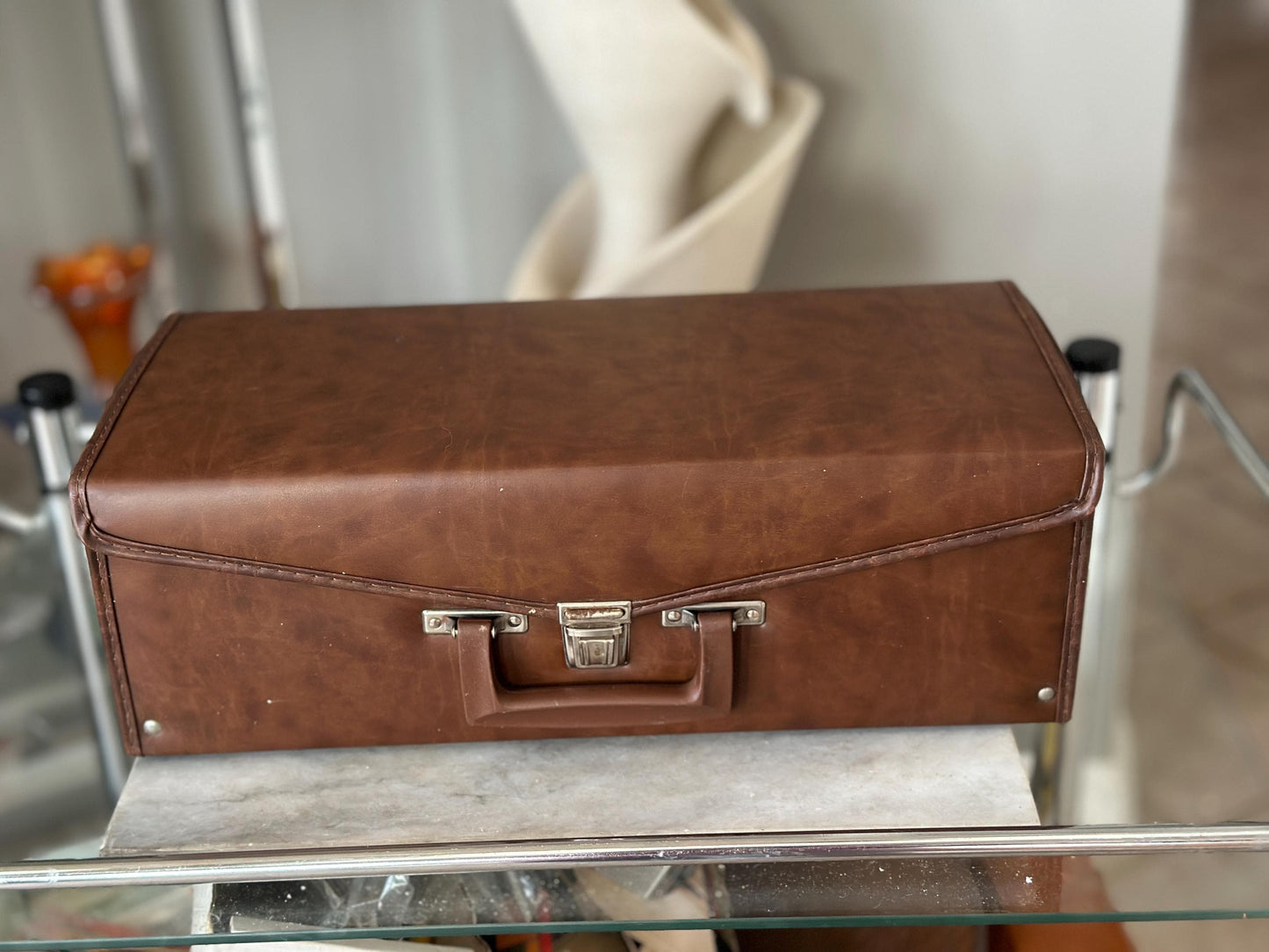 Vintage Faux Leather  8 Track Case | Faux Leather 24 8 Track Tape Carrying Case with 24 Tapes – Elvis, Johnny Cash, Sinatra, Country, 1970s