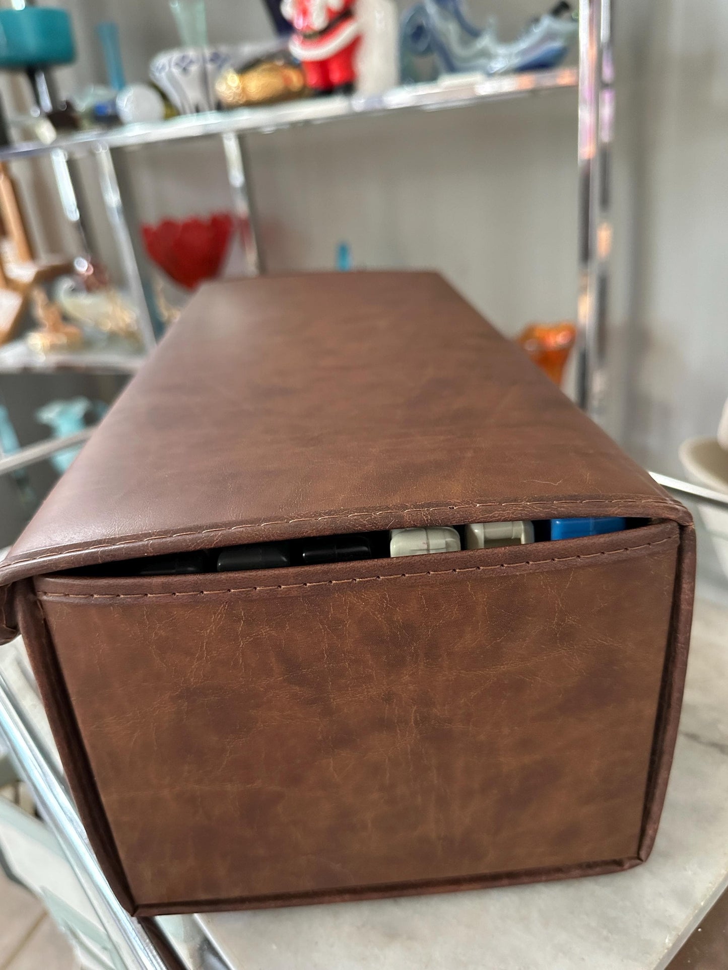 Vintage Faux Leather  8 Track Case | Faux Leather 24 8 Track Tape Carrying Case with 24 Tapes – Elvis, Johnny Cash, Sinatra, Country, 1970s