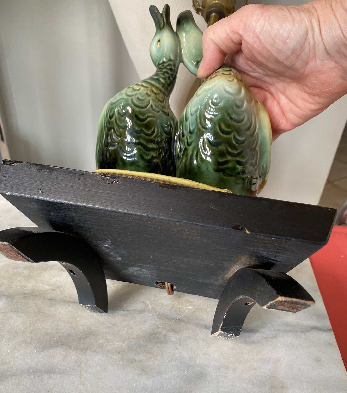 Mid Century Hull Asian Ducks Planter Accent Lamp