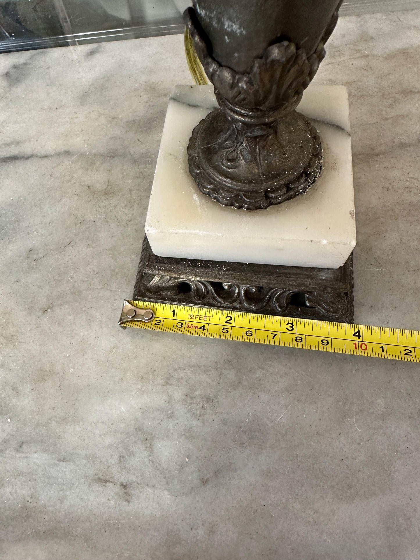 Vintage Neoclassical Marble & Ornate Metal Table Lamp – Classical Urn Form – 22” Tall