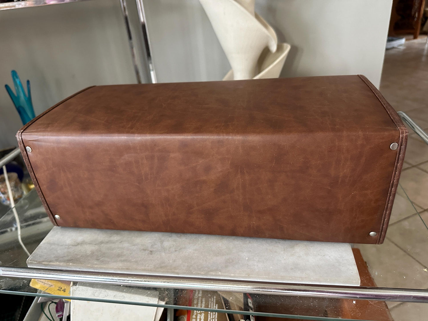 Vintage Faux Leather  8 Track Case | Faux Leather 24 8 Track Tape Carrying Case with 24 Tapes – Elvis, Johnny Cash, Sinatra, Country, 1970s