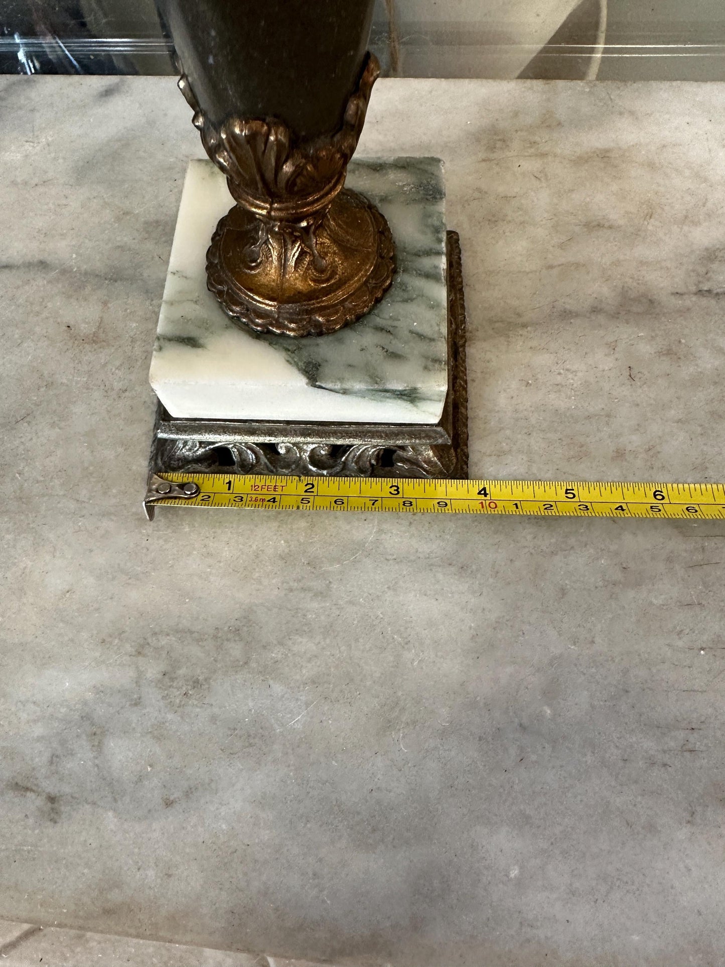 Vintage Neoclassical Marble & Ornate Metal Table Lamp – Classical Urn Form – 22” Tall