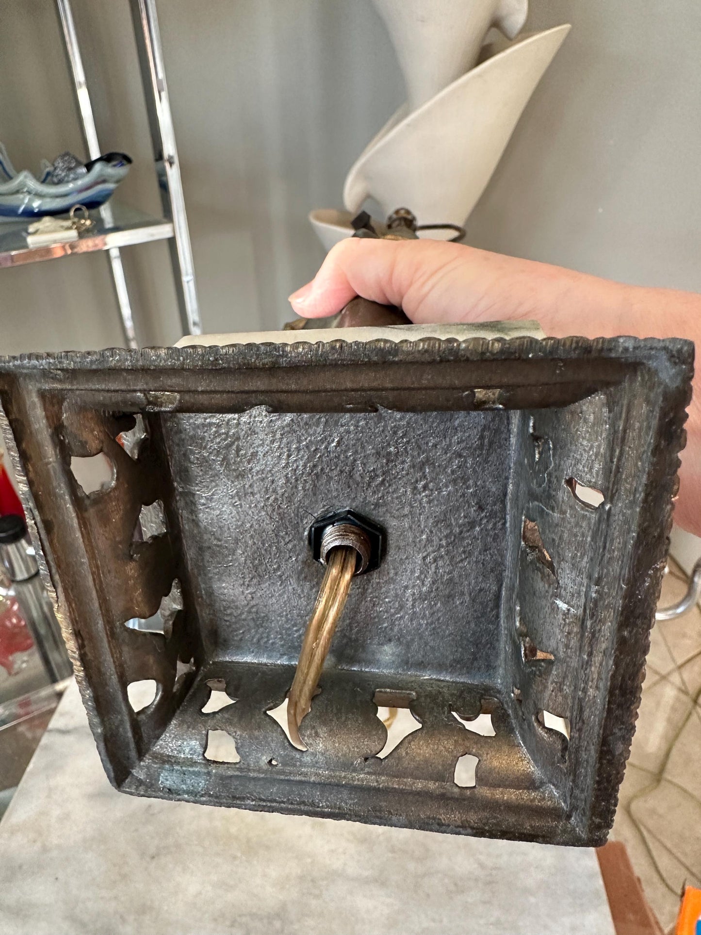 Vintage Neoclassical Marble & Ornate Metal Table Lamp – Classical Urn Form – 22” Tall