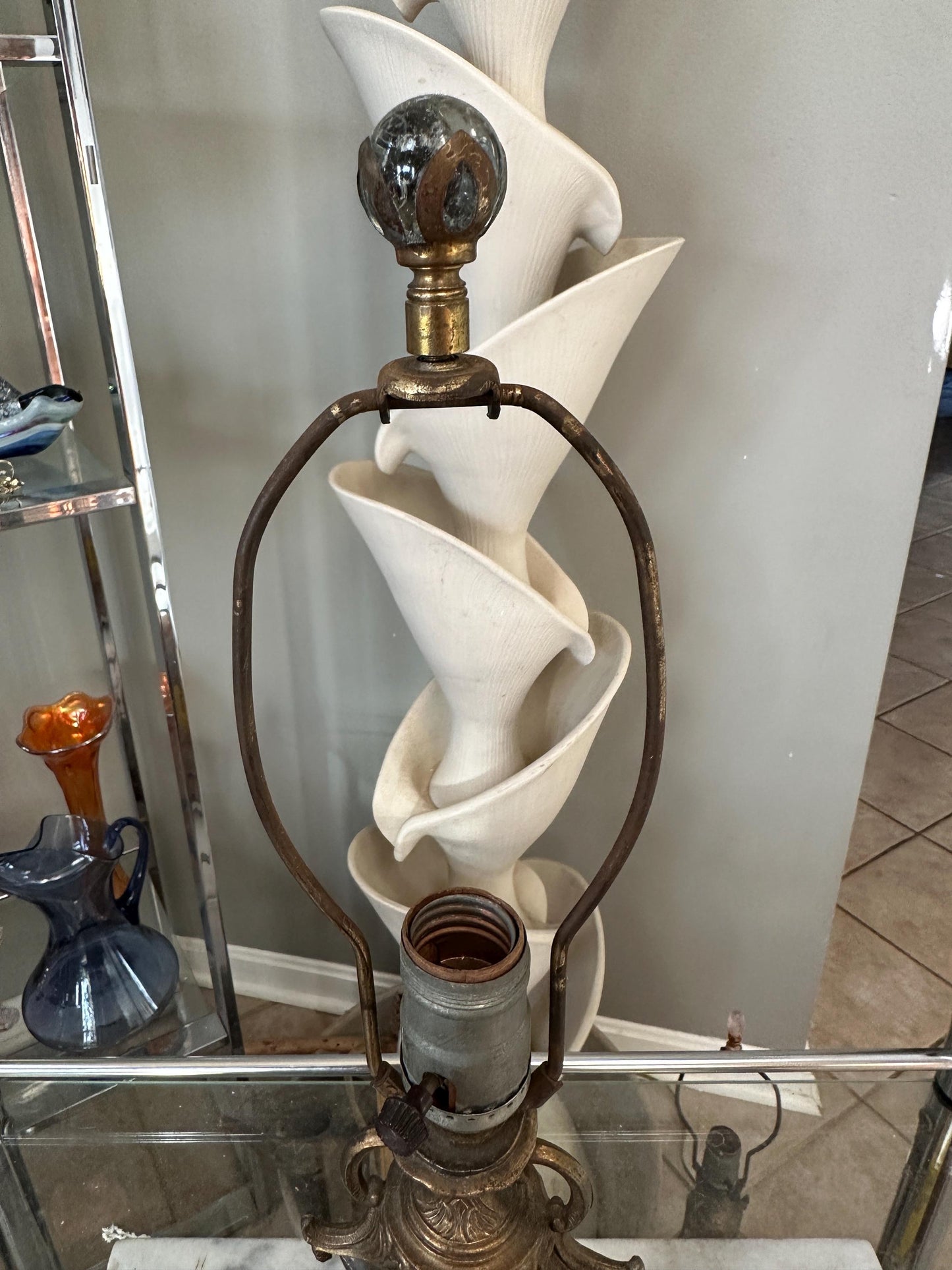 Vintage Neoclassical Marble & Ornate Metal Table Lamp – Classical Urn Form – 22” Tall