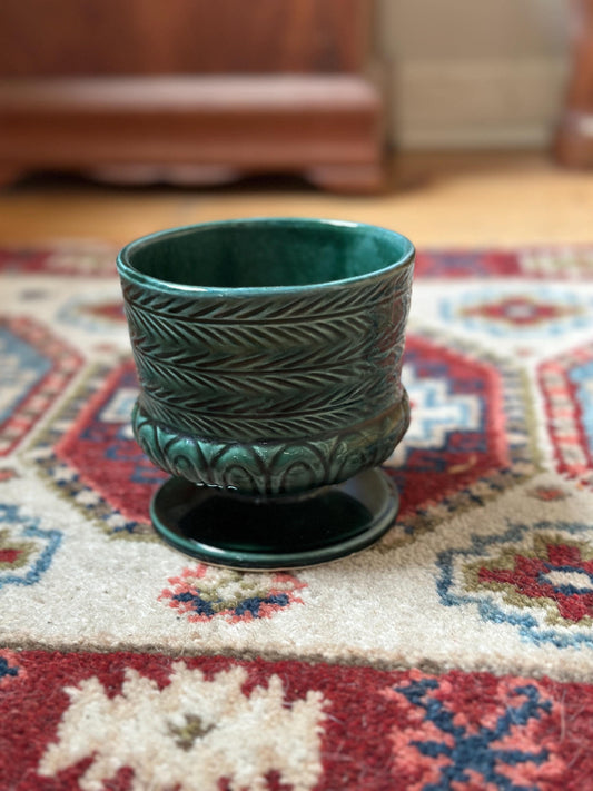 Vintage Hull USA F30 Vase | Green Drip Glaze Pedestal Pottery