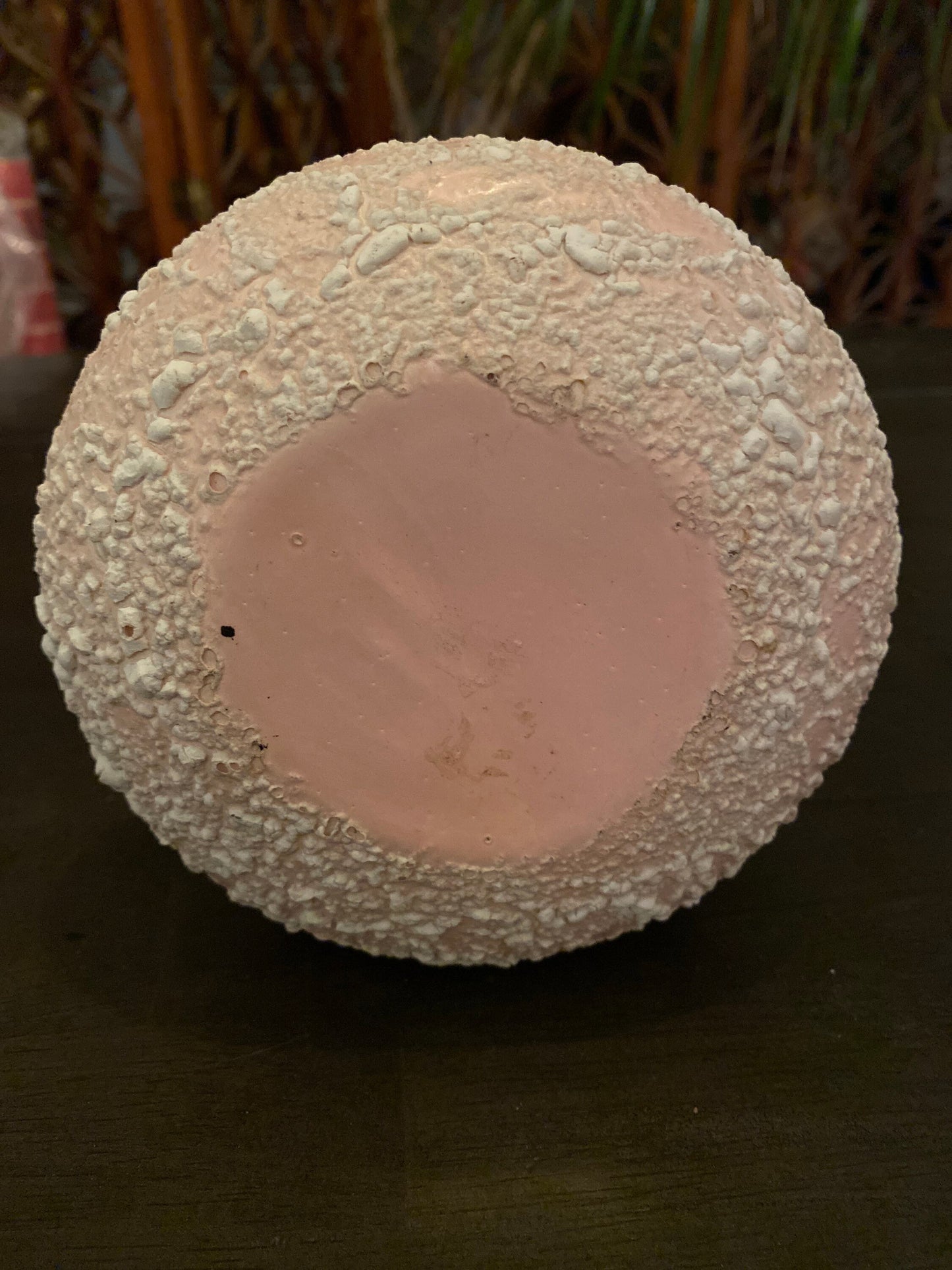Mid Century Modern Pink and White Atomic Vase | MCM Popcorn Pottery