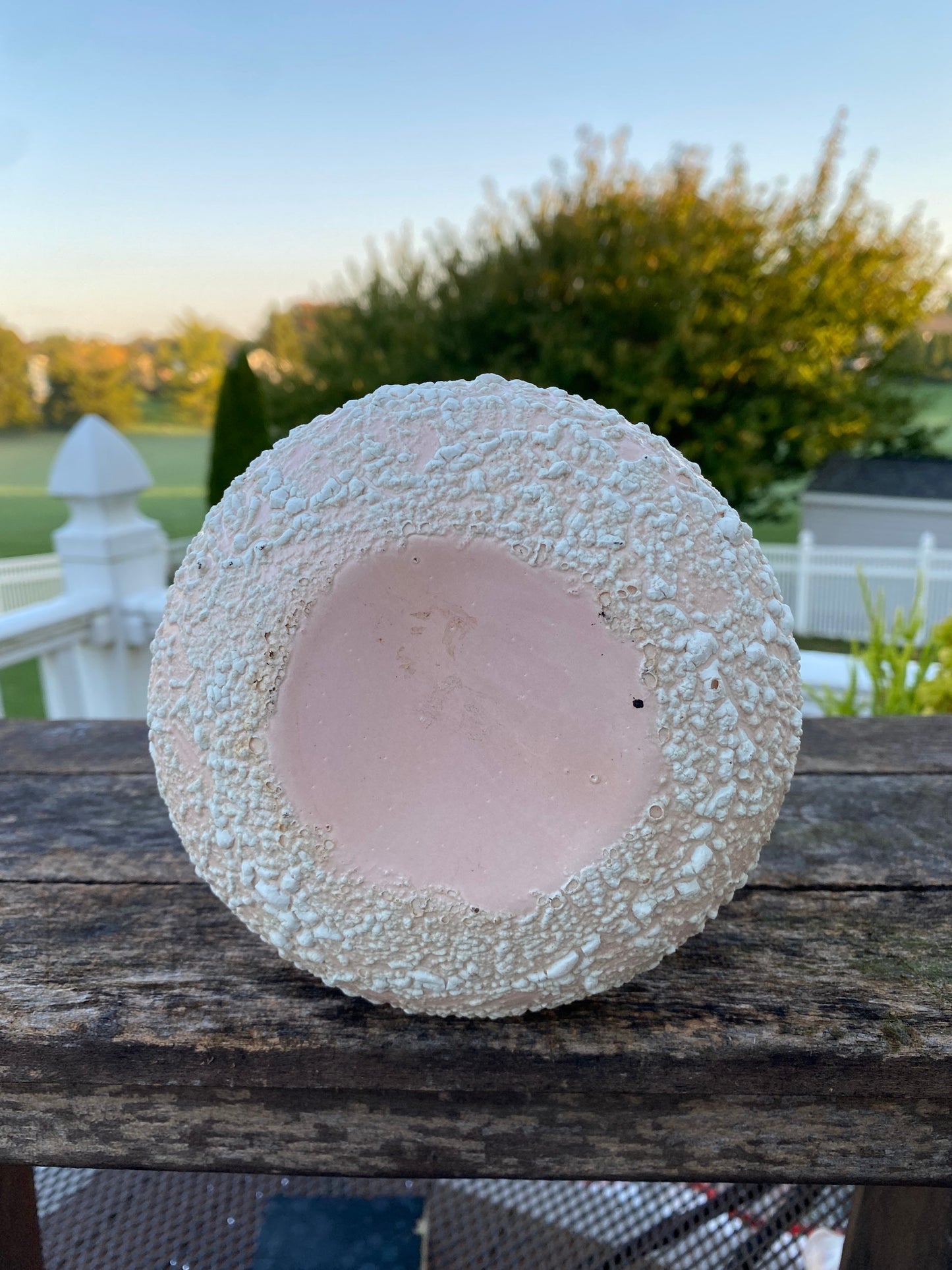 Mid Century Modern Pink and White Atomic Vase | MCM Popcorn Pottery