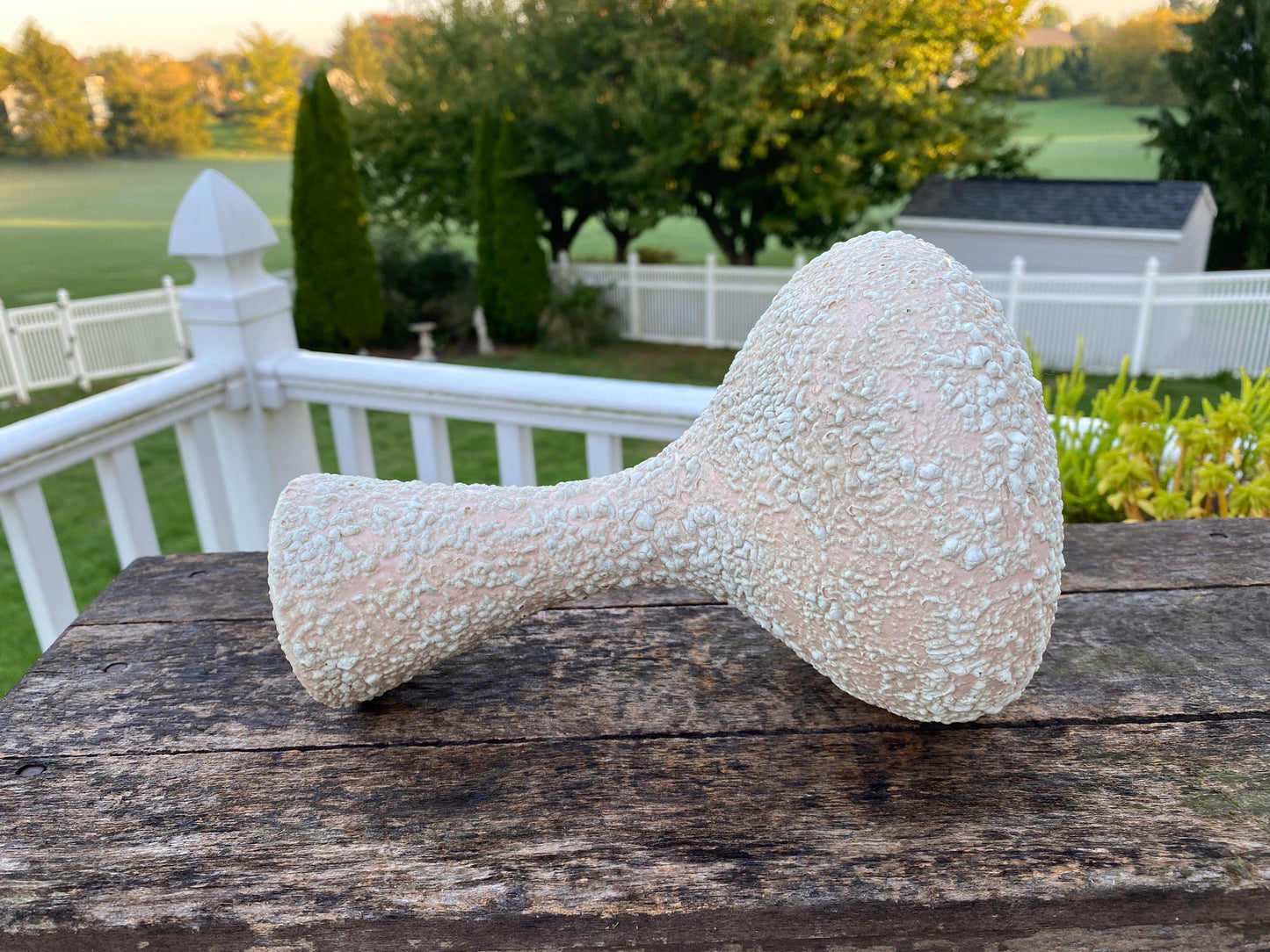 Mid Century Modern Pink and White Atomic Vase | MCM Popcorn Pottery