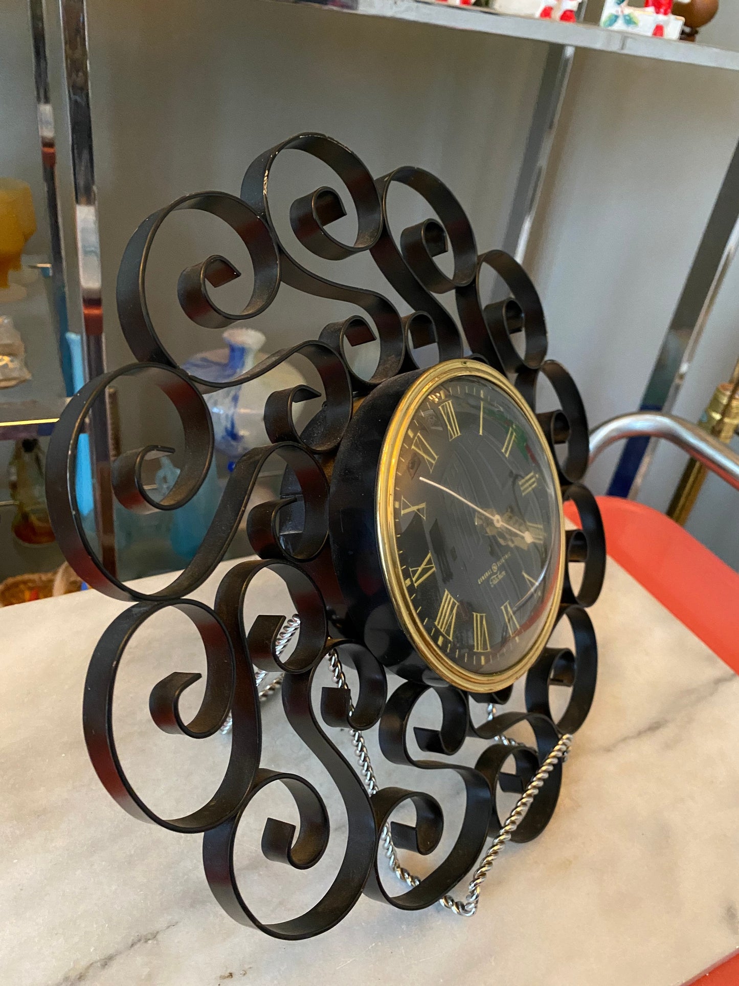 Vintage General Electric Telechron Wall Clock 2H60  | Mid Century Wall Clock | Kitchen Wall Clock | Scroll MCM Design