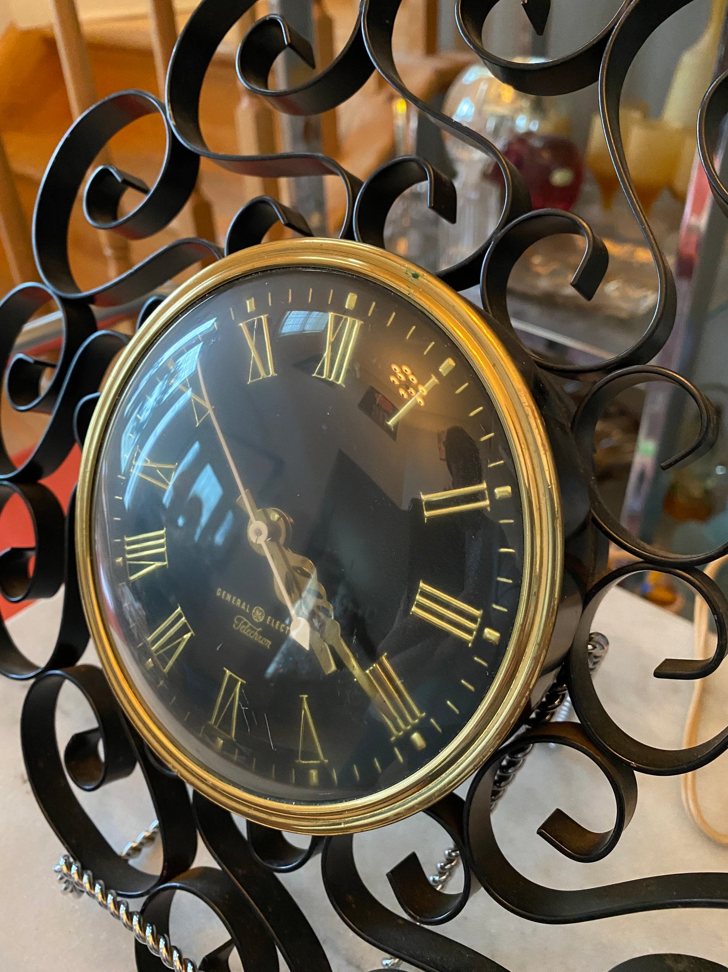 Vintage General Electric Telechron Wall Clock 2H60  | Mid Century Wall Clock | Kitchen Wall Clock | Scroll MCM Design