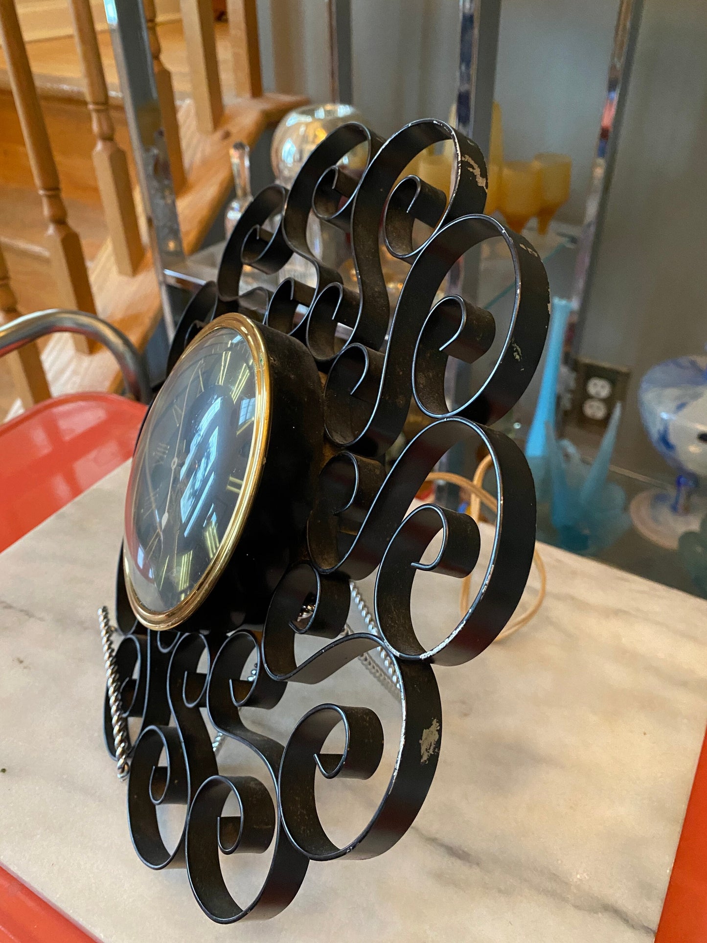 Vintage General Electric Telechron Wall Clock 2H60  | Mid Century Wall Clock | Kitchen Wall Clock | Scroll MCM Design