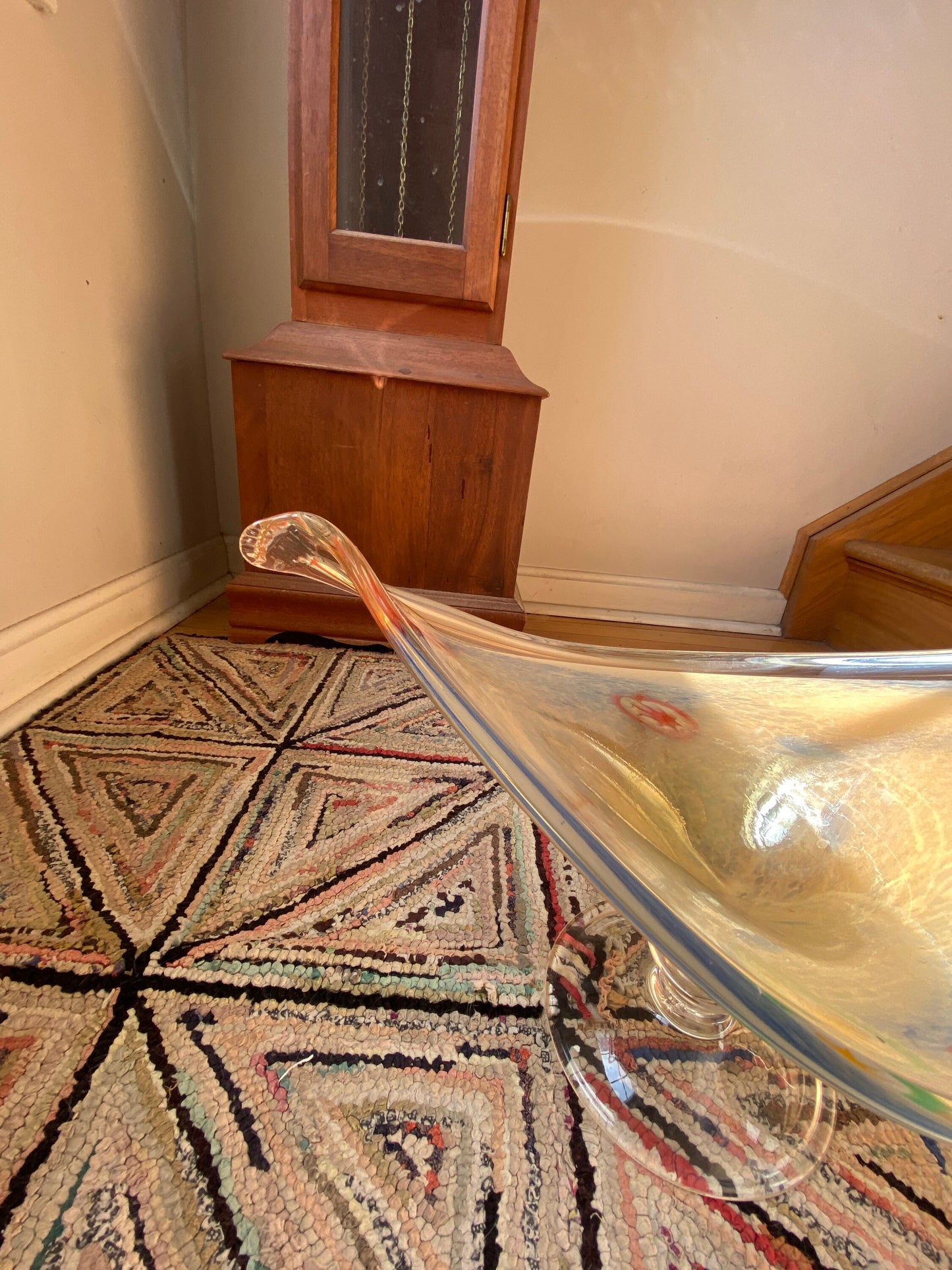 Millefiori Murano Style Handblown Glass Bowl | MCM Murano Pedestal Bowl | Large Murano Centerpiece