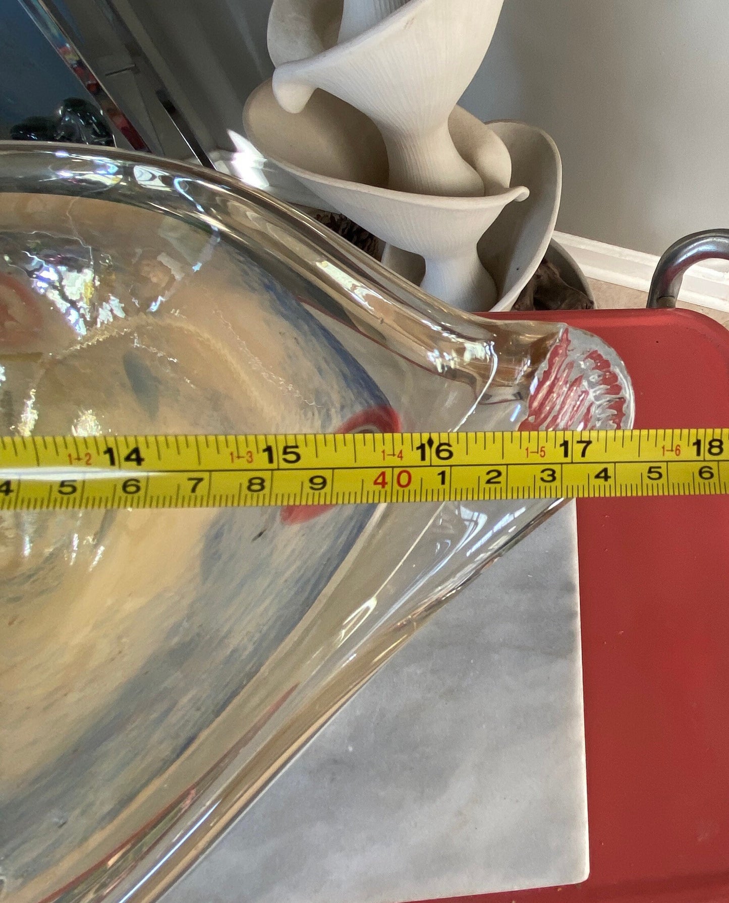 Millefiori Murano Style Handblown Glass Bowl | MCM Murano Pedestal Bowl | Large Murano Centerpiece