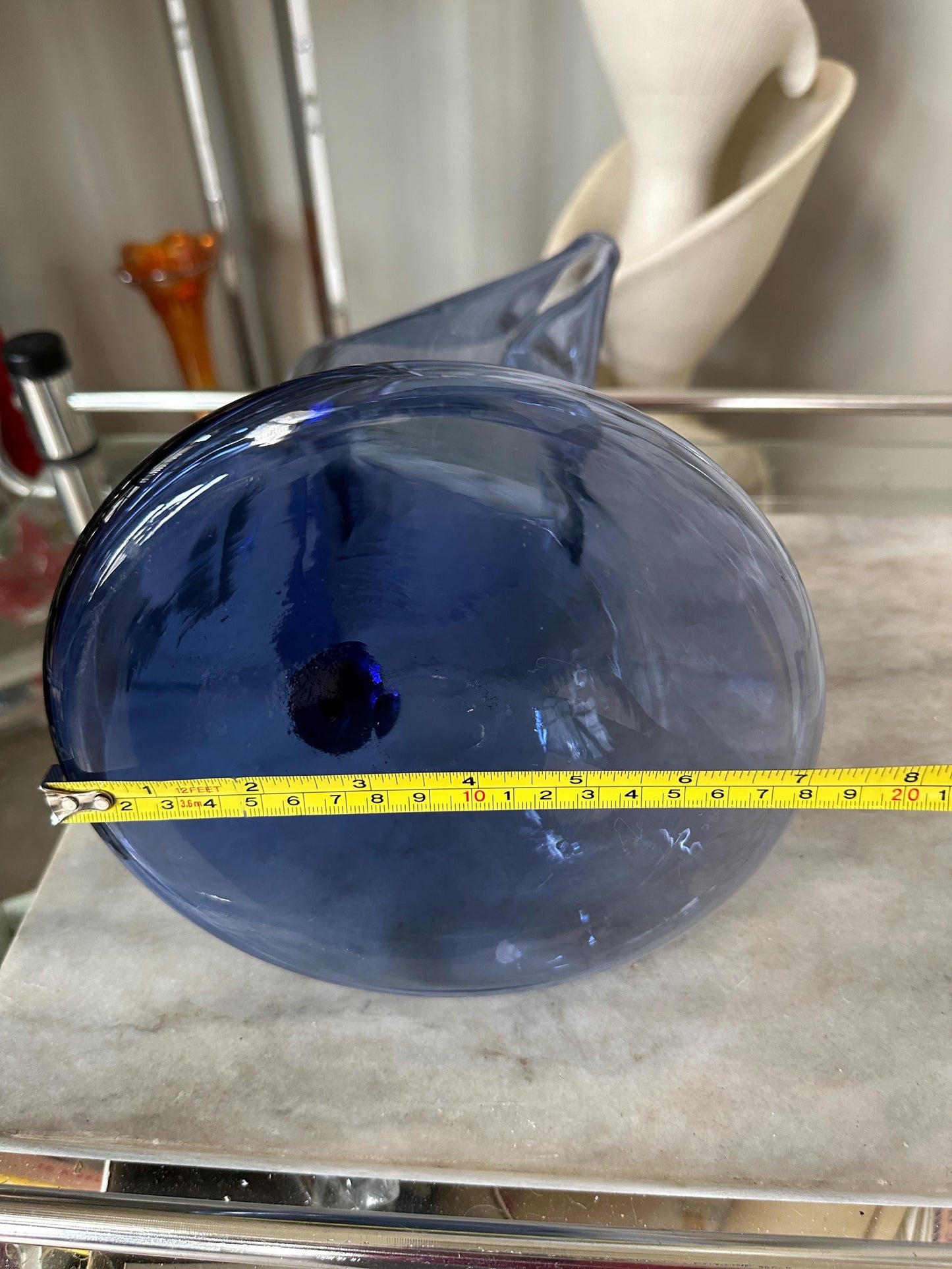 Vintage MCM Smokey Blue Glass Pitcher – (Blenko / Guildcraft ?) – Mid-Century Art Glass