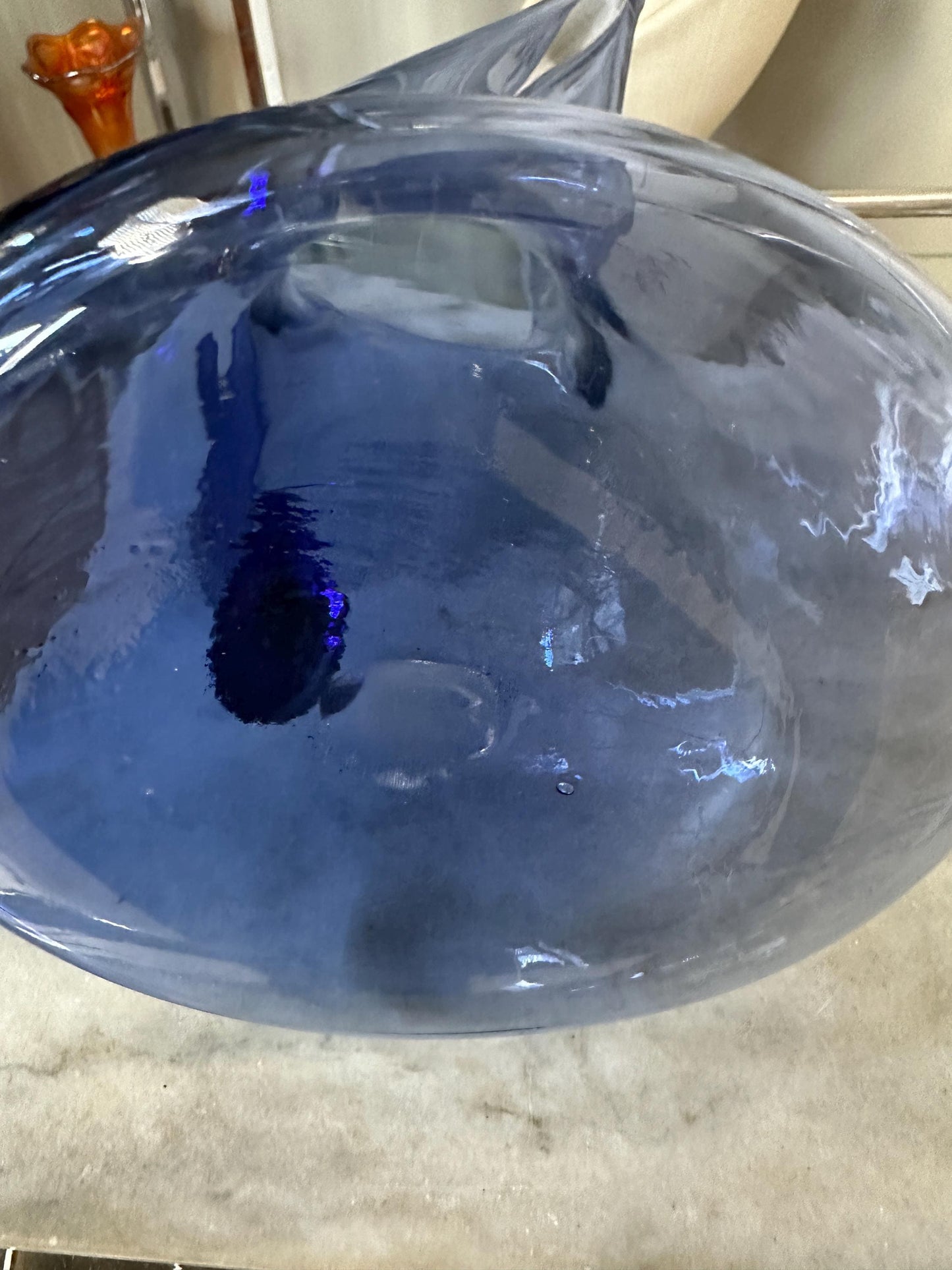 Vintage MCM Smokey Blue Glass Pitcher – (Blenko / Guildcraft ?) – Mid-Century Art Glass