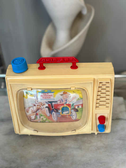 Vintage Ohio Art Television Wind-Up Toy – Plays “Old MacDonald Had A Farm”