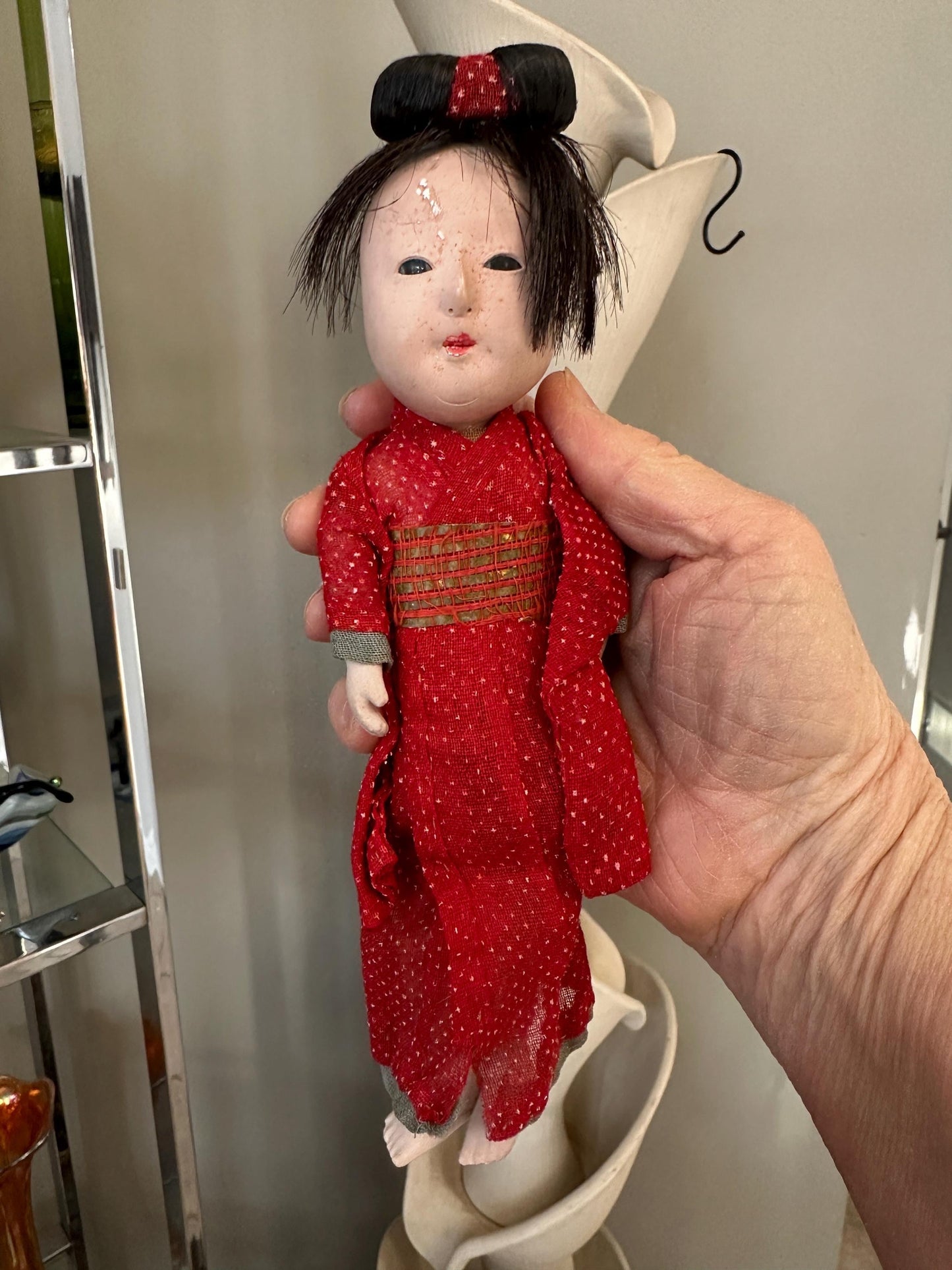 Antique Composition Doll, Asian Geisha, As Found (please read description)