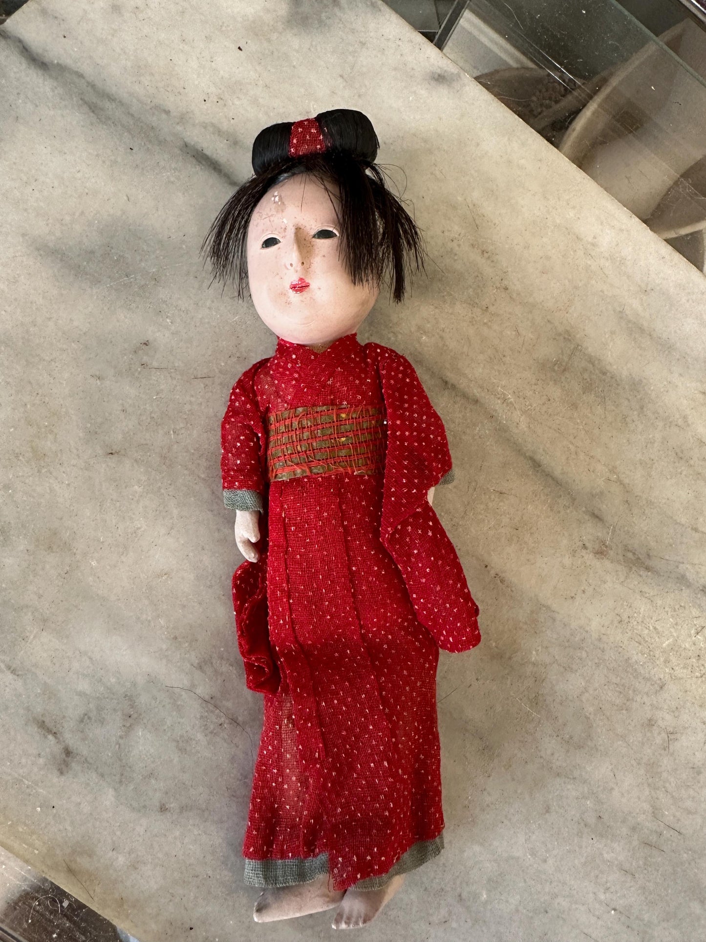 Antique Composition Doll, Asian Geisha, As Found (please read description)