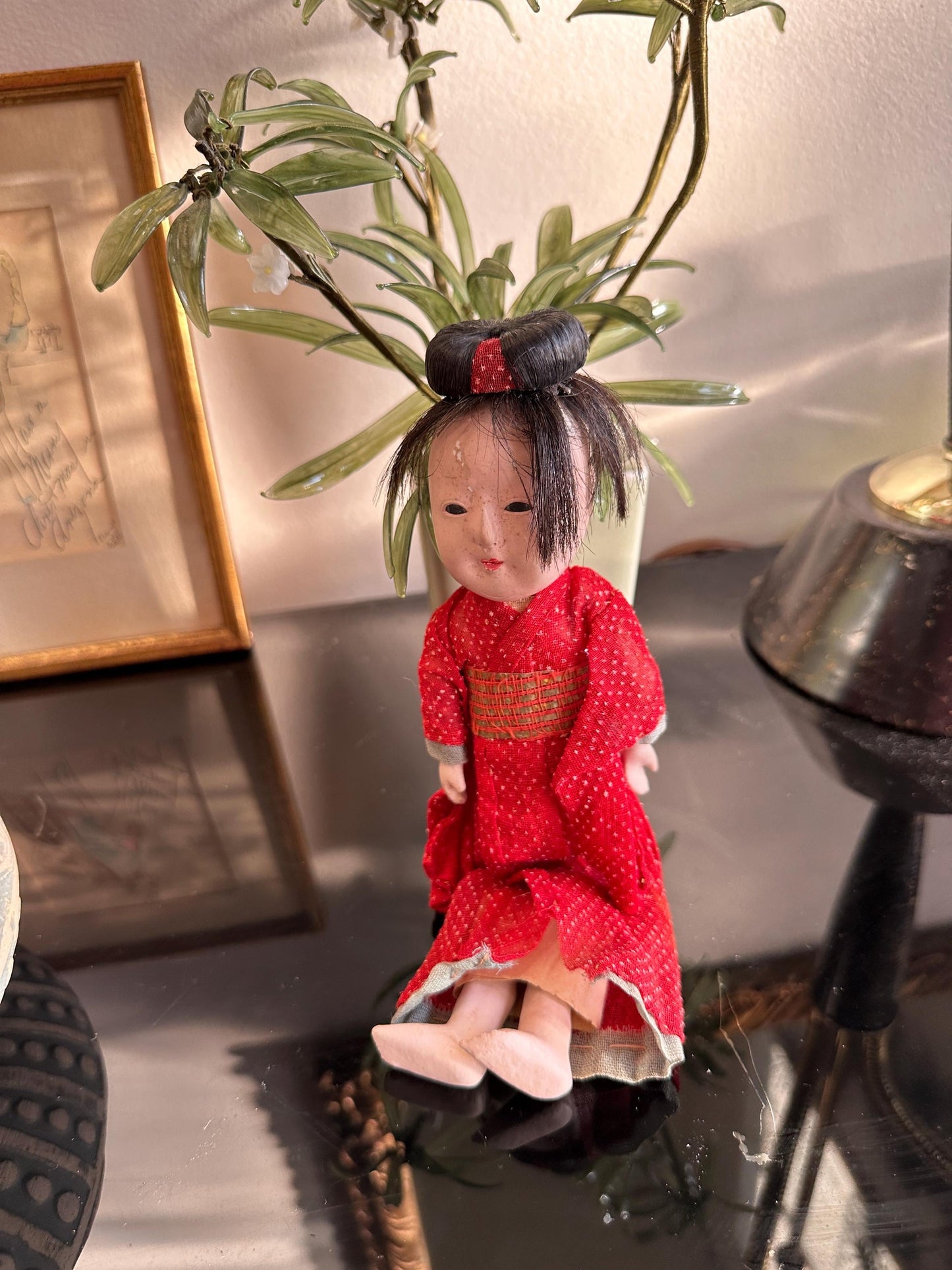 Antique Composition Doll, Asian Geisha, As Found (please read description)
