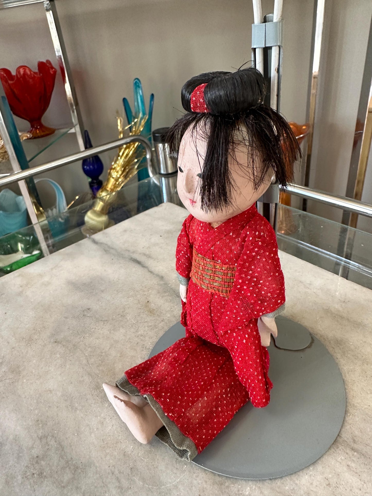 Antique Composition Doll, Asian Geisha, As Found (please read description)