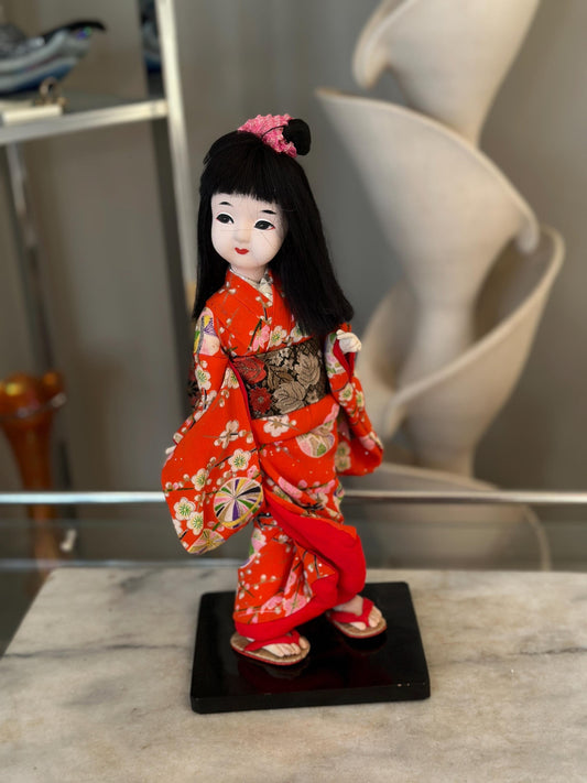Japanese Vintage Ishimatsu Doll | Silk Kimono | Porcelain Head | Handmade in Japan | Collector’s Piece