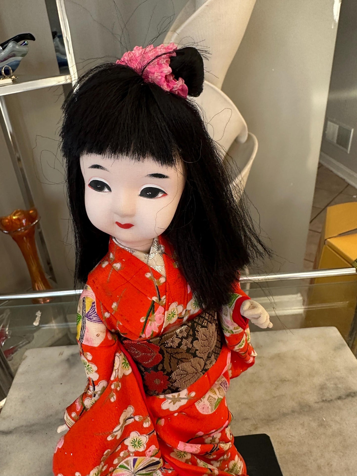 Japanese Vintage Ishimatsu Doll | Silk Kimono | Porcelain Head | Handmade in Japan | Collector’s Piece