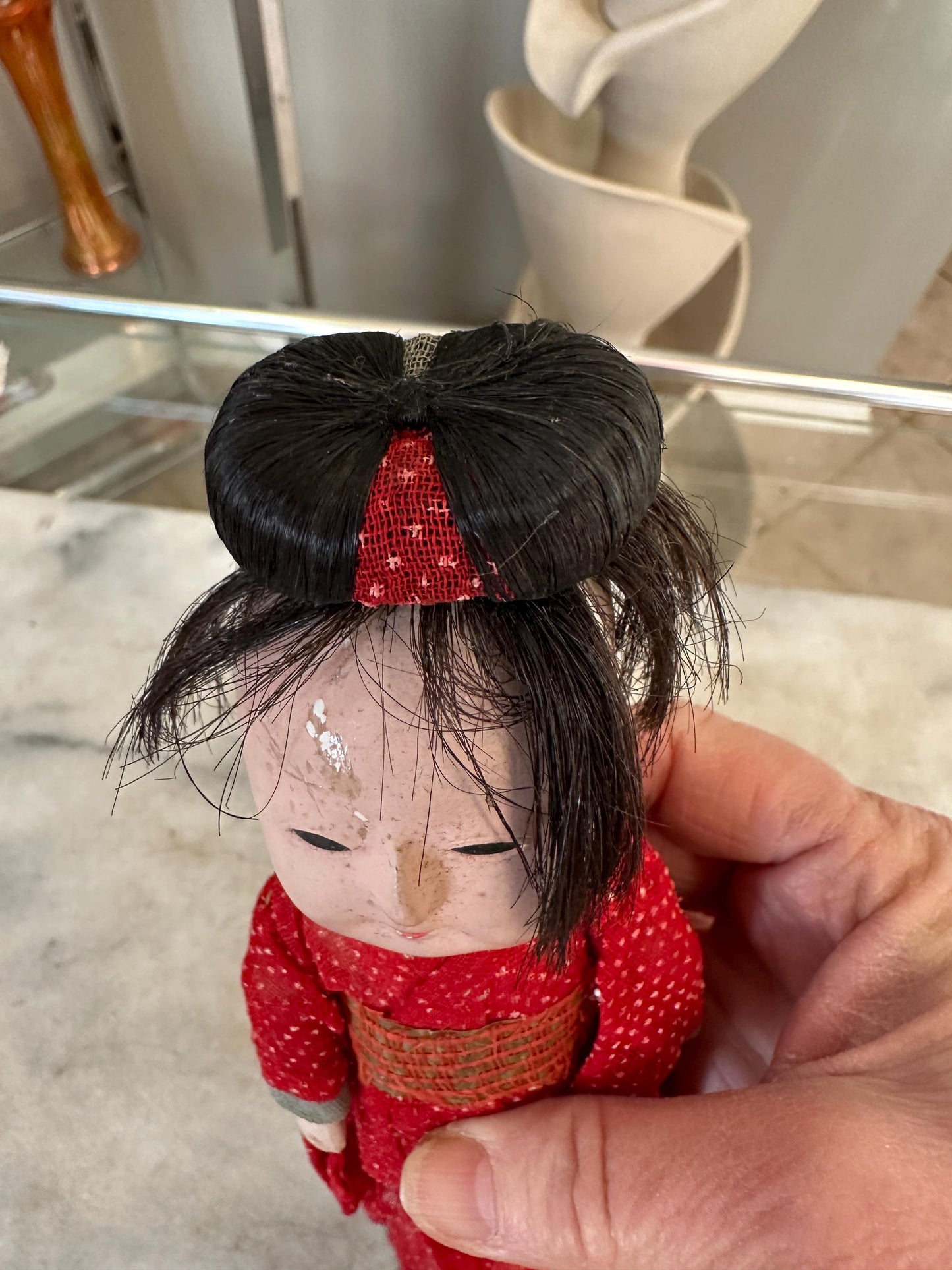Antique Composition Doll, Asian Geisha, As Found (please read description)