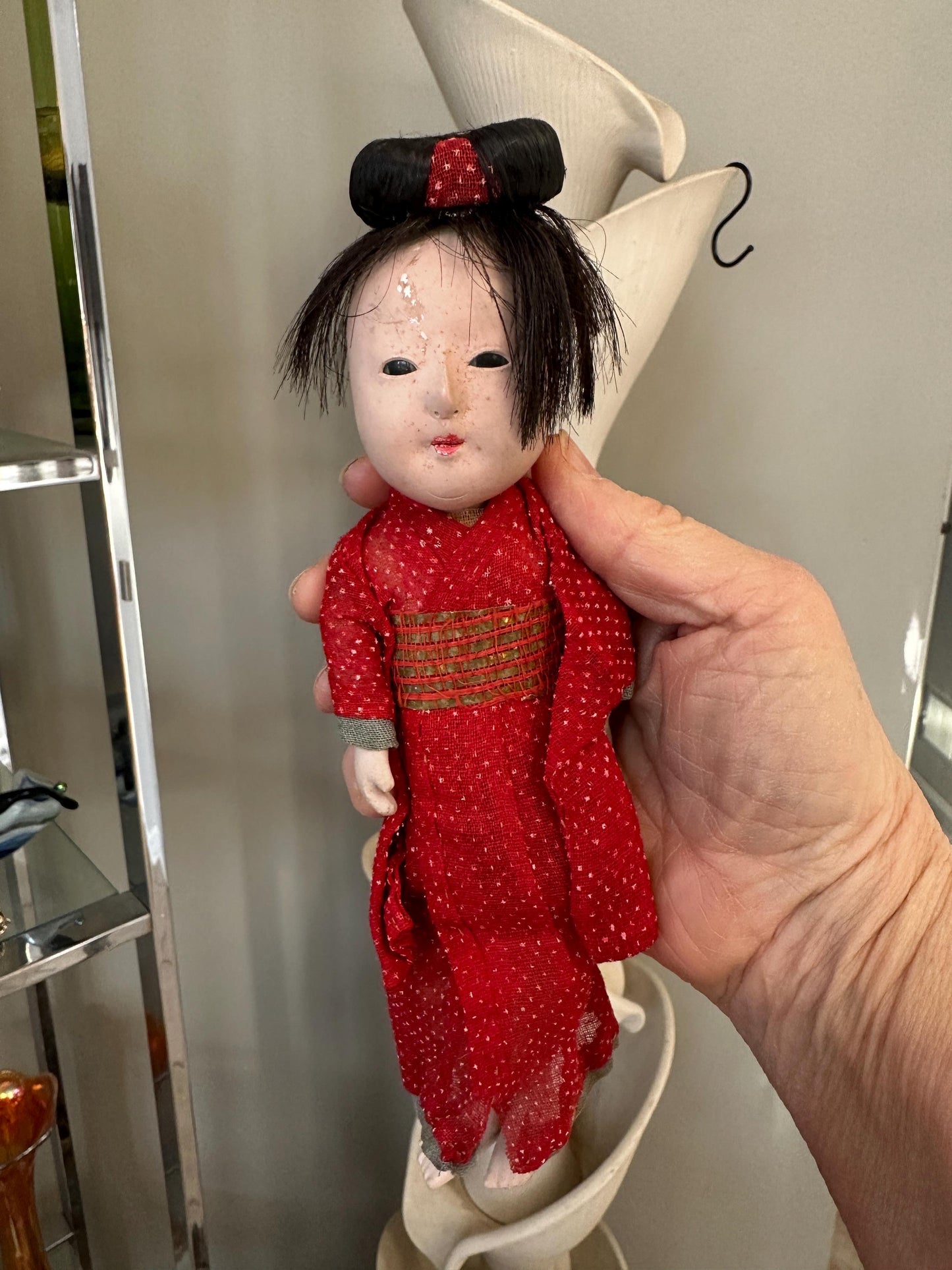 Antique Composition Doll, Asian Geisha, As Found (please read description)