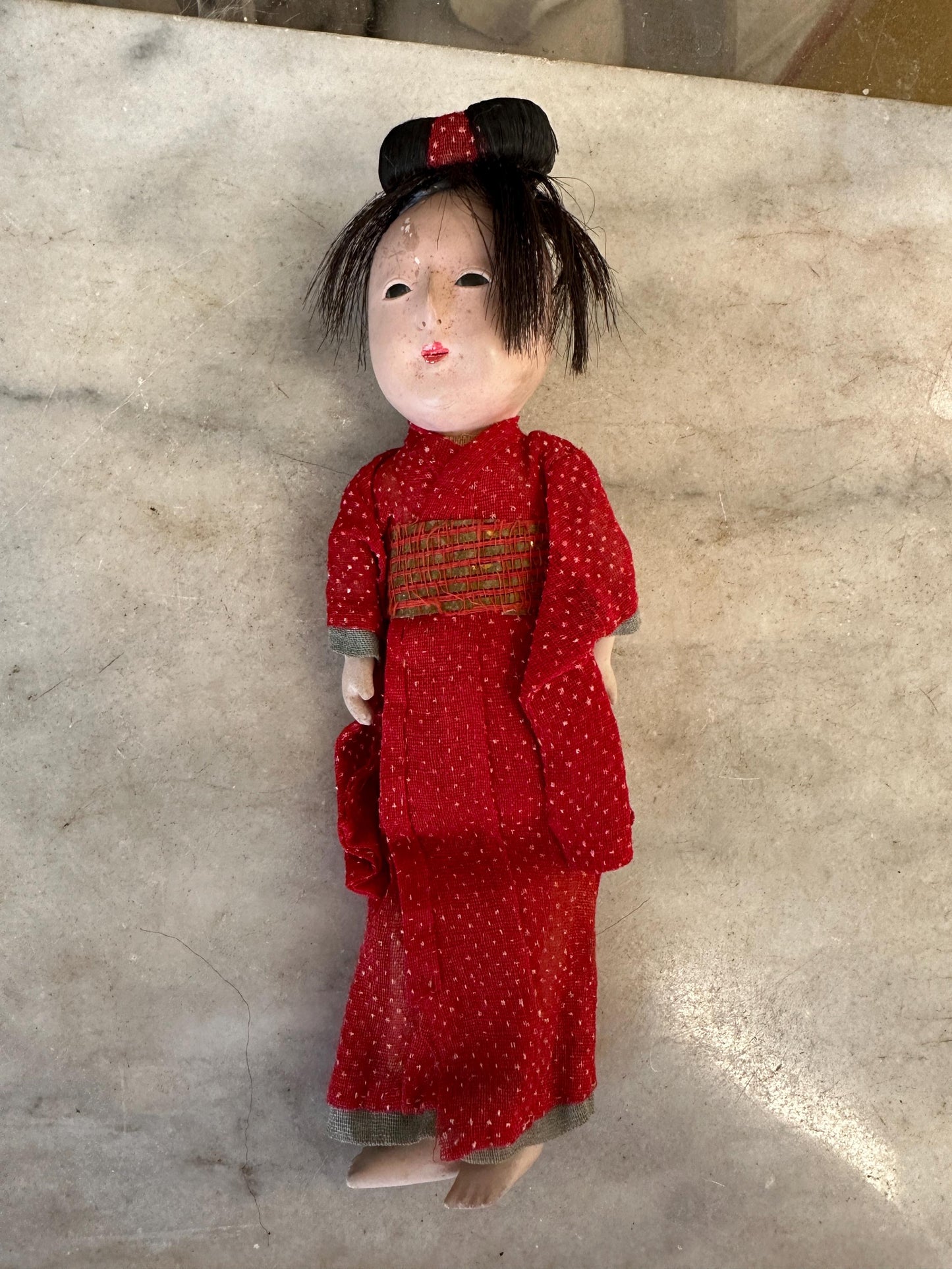 Antique Composition Doll, Asian Geisha, As Found (please read description)