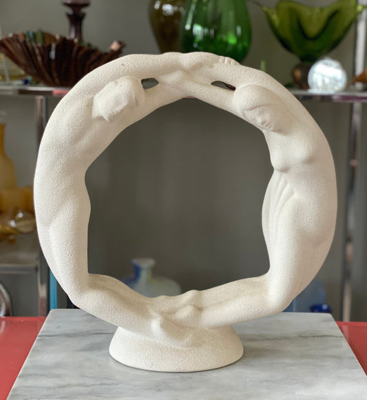 Vintage Textured Haeger Eternity “Circle of Love” Statue, dated 1998, Abstract MCM Decor
