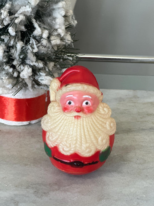Vintage Fun World Christmas Roly Poly Santa Claus w/ Chime Bell Inside, Kitschmas