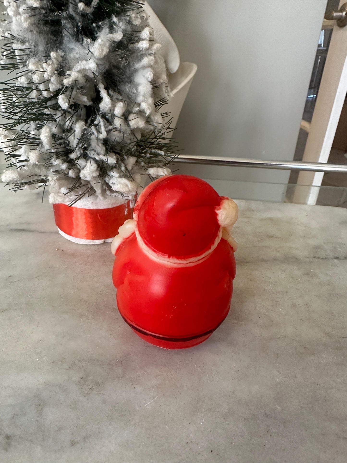 Vintage Fun World Christmas Roly Poly Santa Claus w/ Chime Bell Inside, Kitschmas