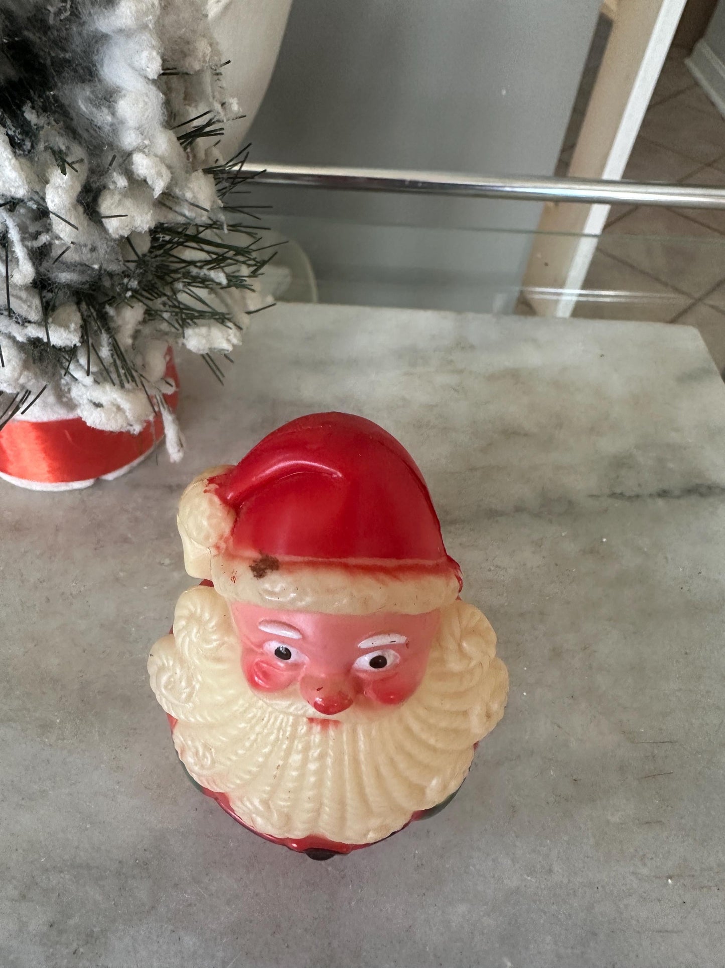 Vintage Fun World Christmas Roly Poly Santa Claus w/ Chime Bell Inside, Kitschmas