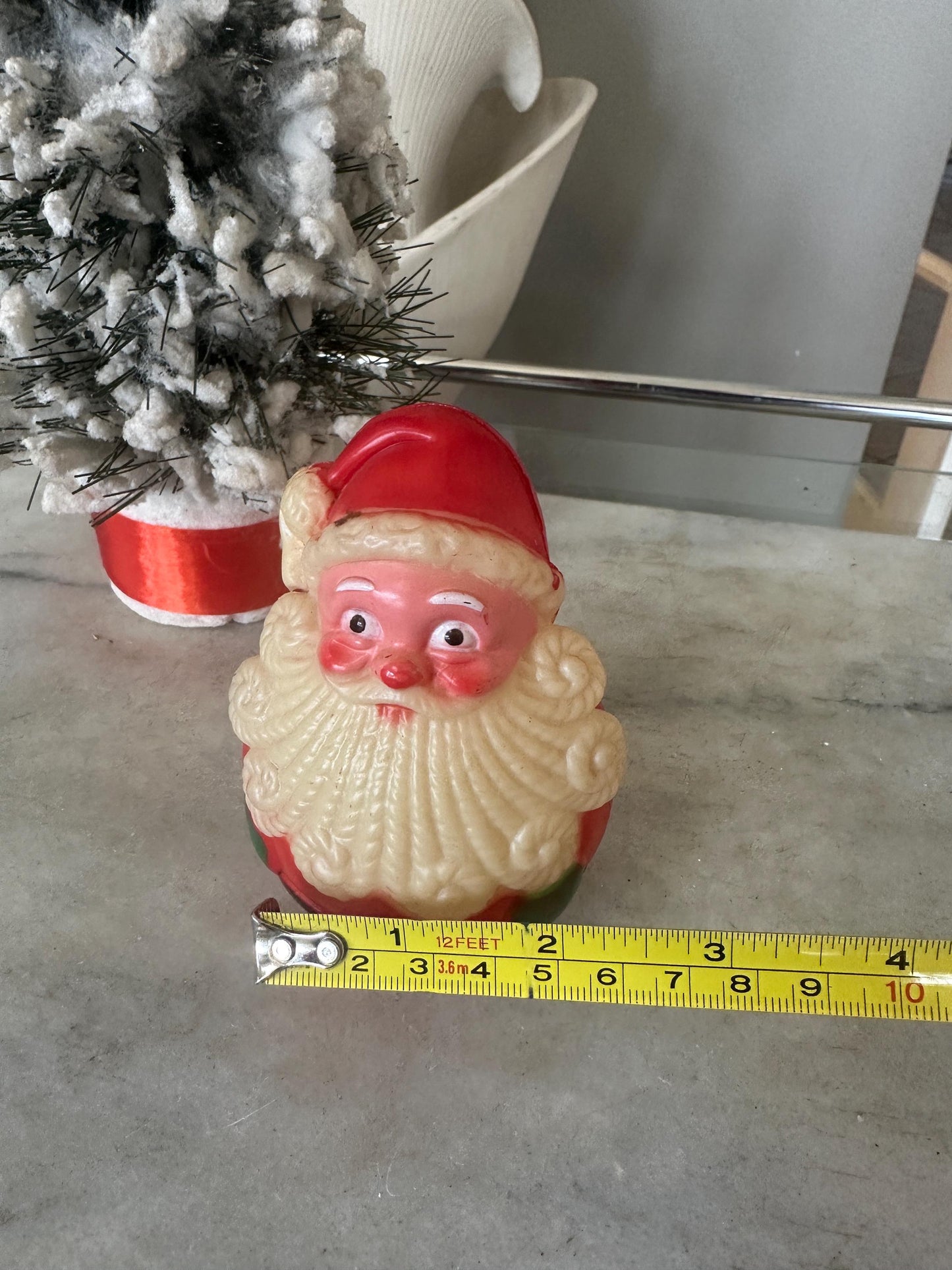 Vintage Fun World Christmas Roly Poly Santa Claus w/ Chime Bell Inside, Kitschmas