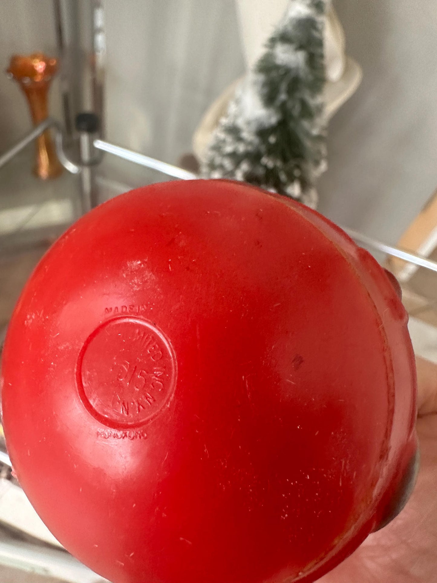 Vintage Fun World Christmas Roly Poly Santa Claus w/ Chime Bell Inside, Kitschmas