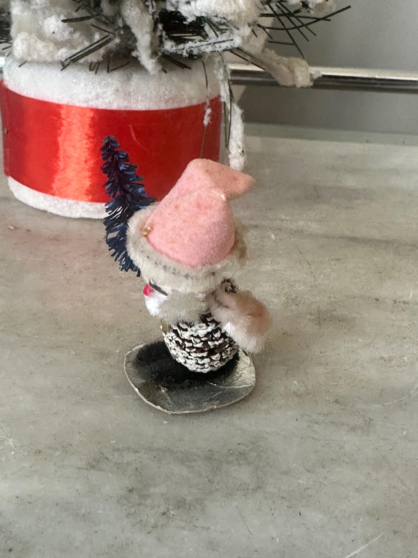 Japan Pipe Cleaner Figure with Tree Christmas Ornament Holiday Decoration, Kitschmas